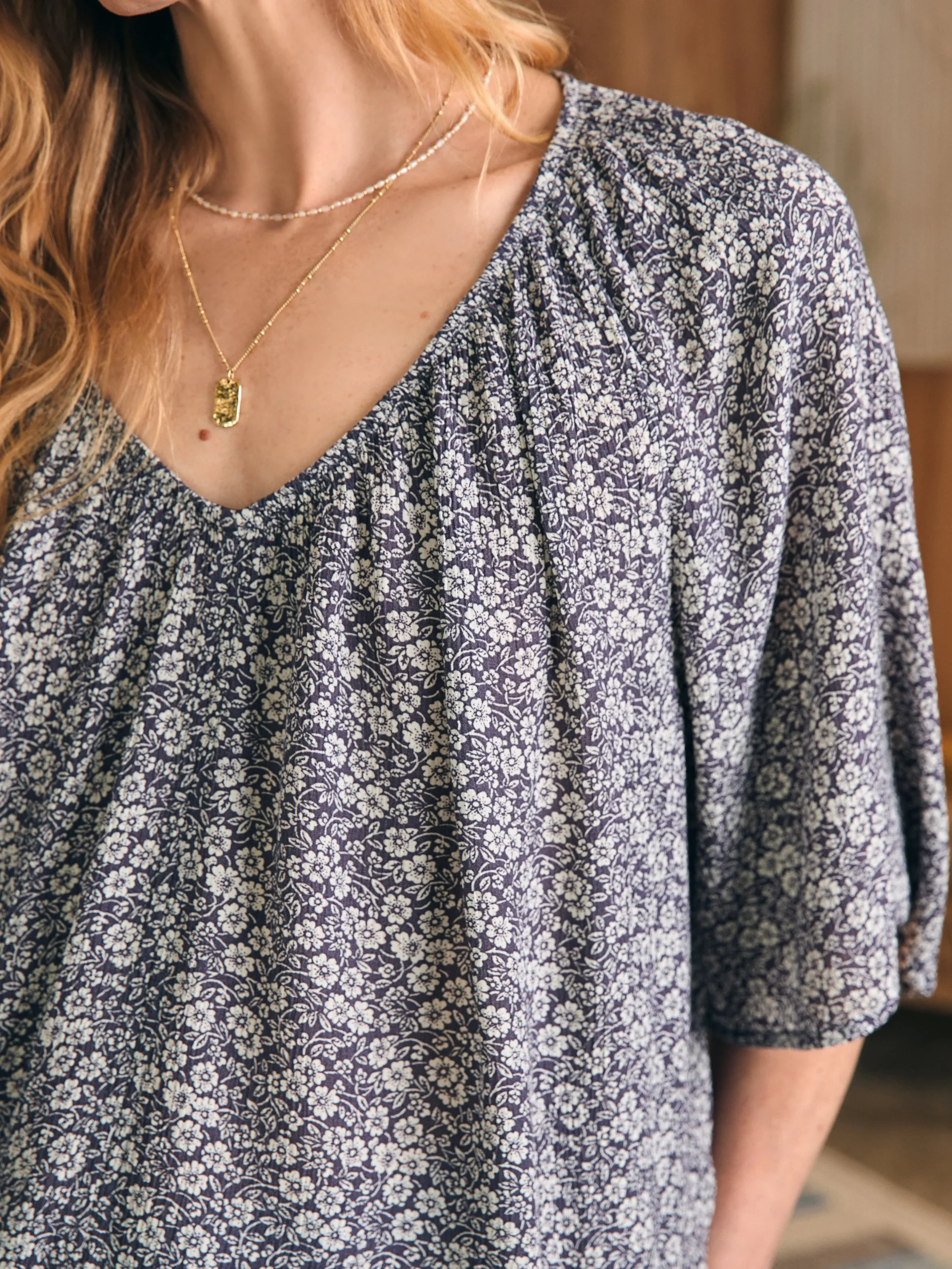 Shirts & Tops^Faherty Brand Amira Top - Navy Ditsy Floral