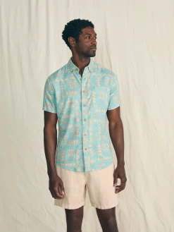 Shirts^Faherty Brand Anna Kahalekulu Short-Sleeve Breeze Shirt - Teal Naupaka