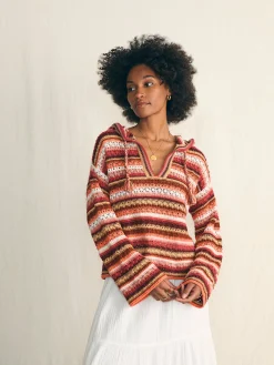 Sweaters|Hoodies & Sweatshirts^Faherty Brand Beach Bonfire Crochet Hoodie - Botanical Stripe