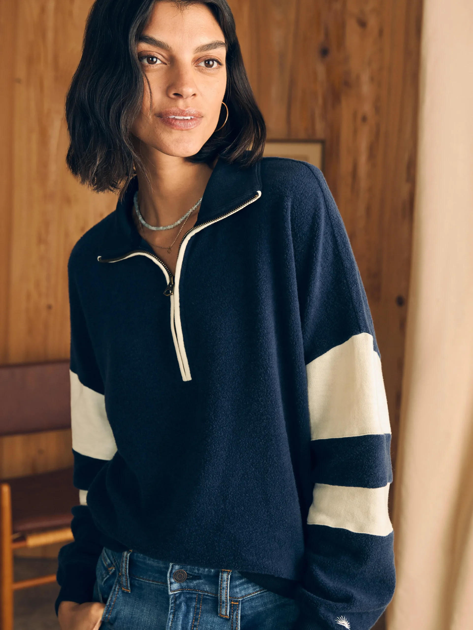 Hoodies & Sweatshirts^Faherty Brand Beach Fleece Quarter Zip - Navy Multi