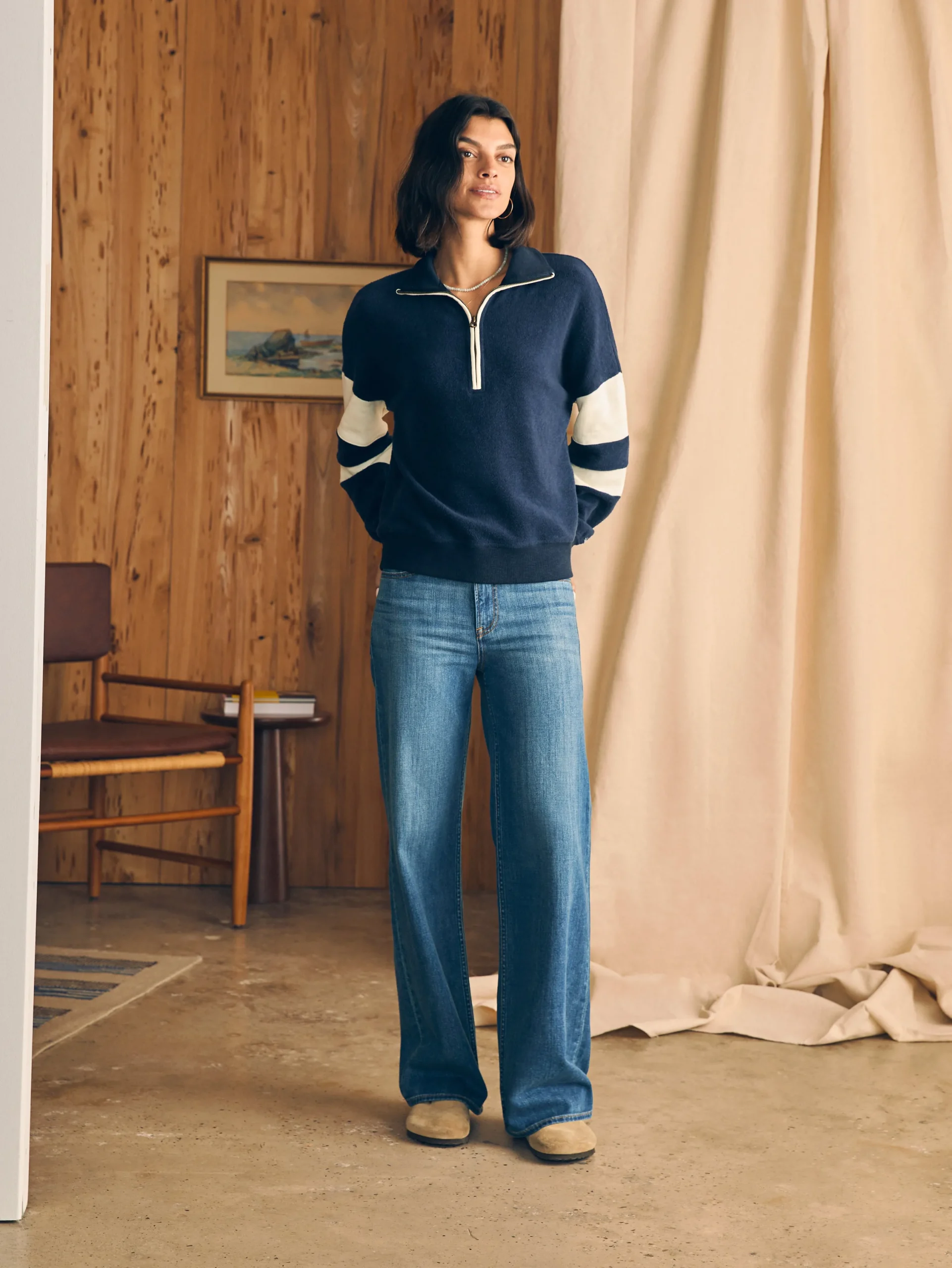 Hoodies & Sweatshirts^Faherty Brand Beach Fleece Quarter Zip - Navy Multi