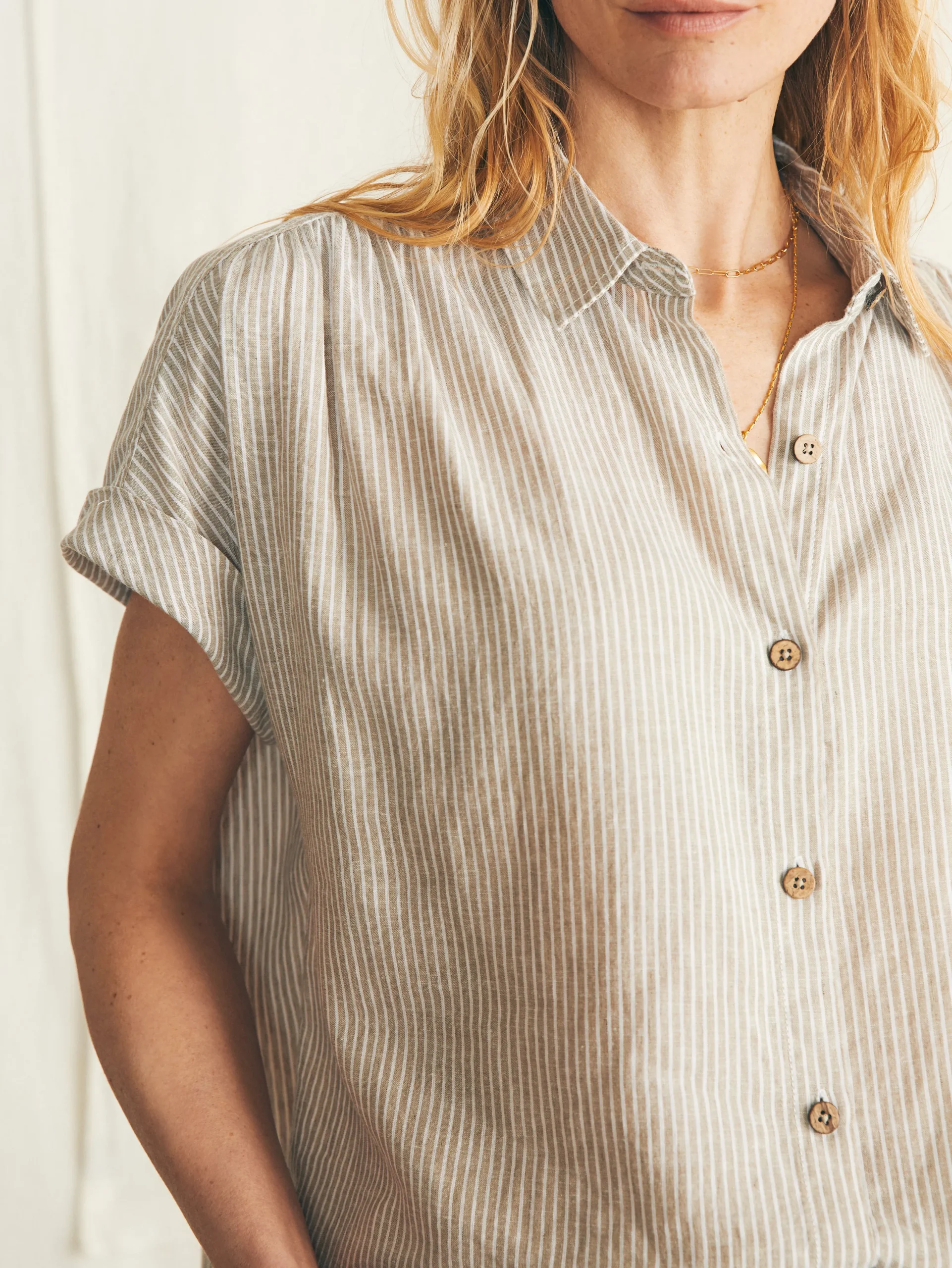 Shirts & Tops^Faherty Brand Breeze Shirt - Tan Petite Stripe