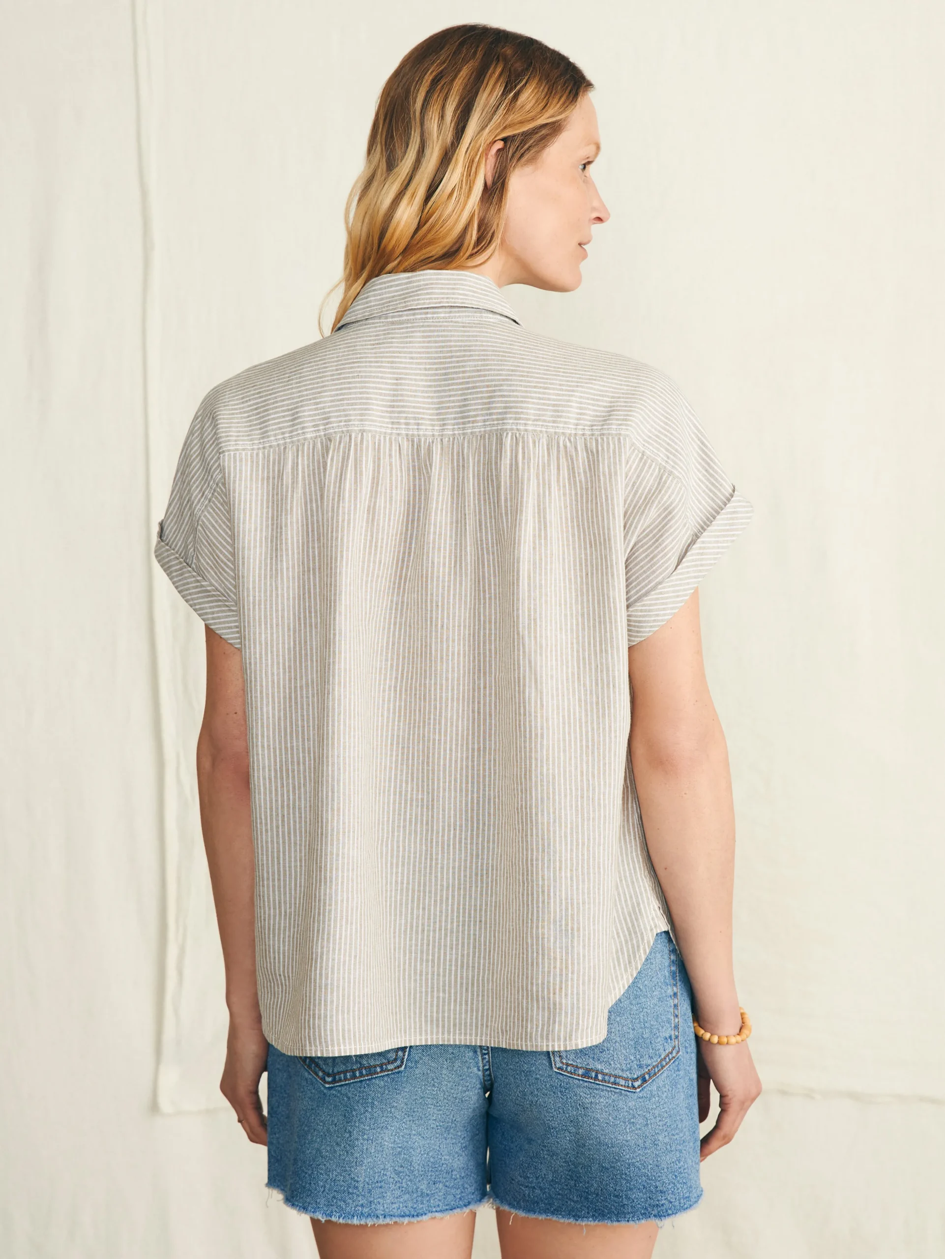 Shirts & Tops^Faherty Brand Breeze Shirt - Tan Petite Stripe