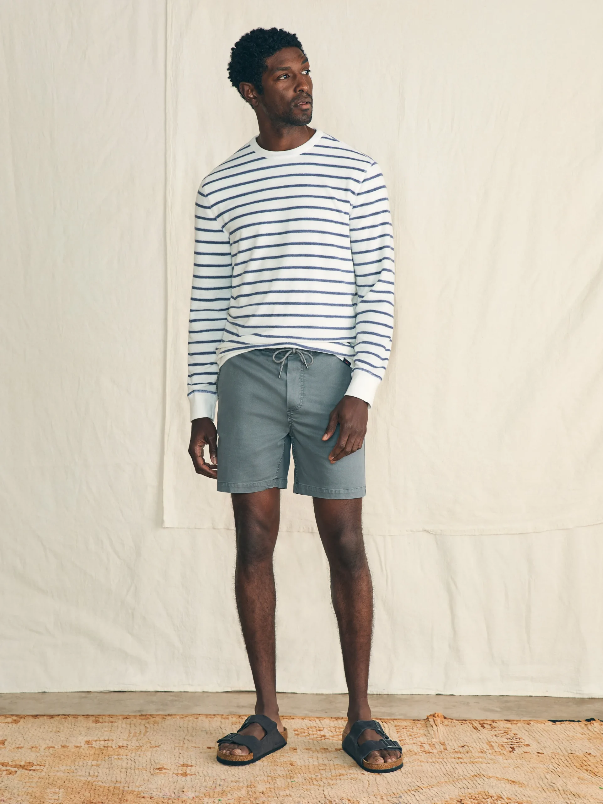 Hoodies & Sweatshirts^Faherty Brand Cabana Towel Terry Crewneck - Stormy Sky Breton Stripe