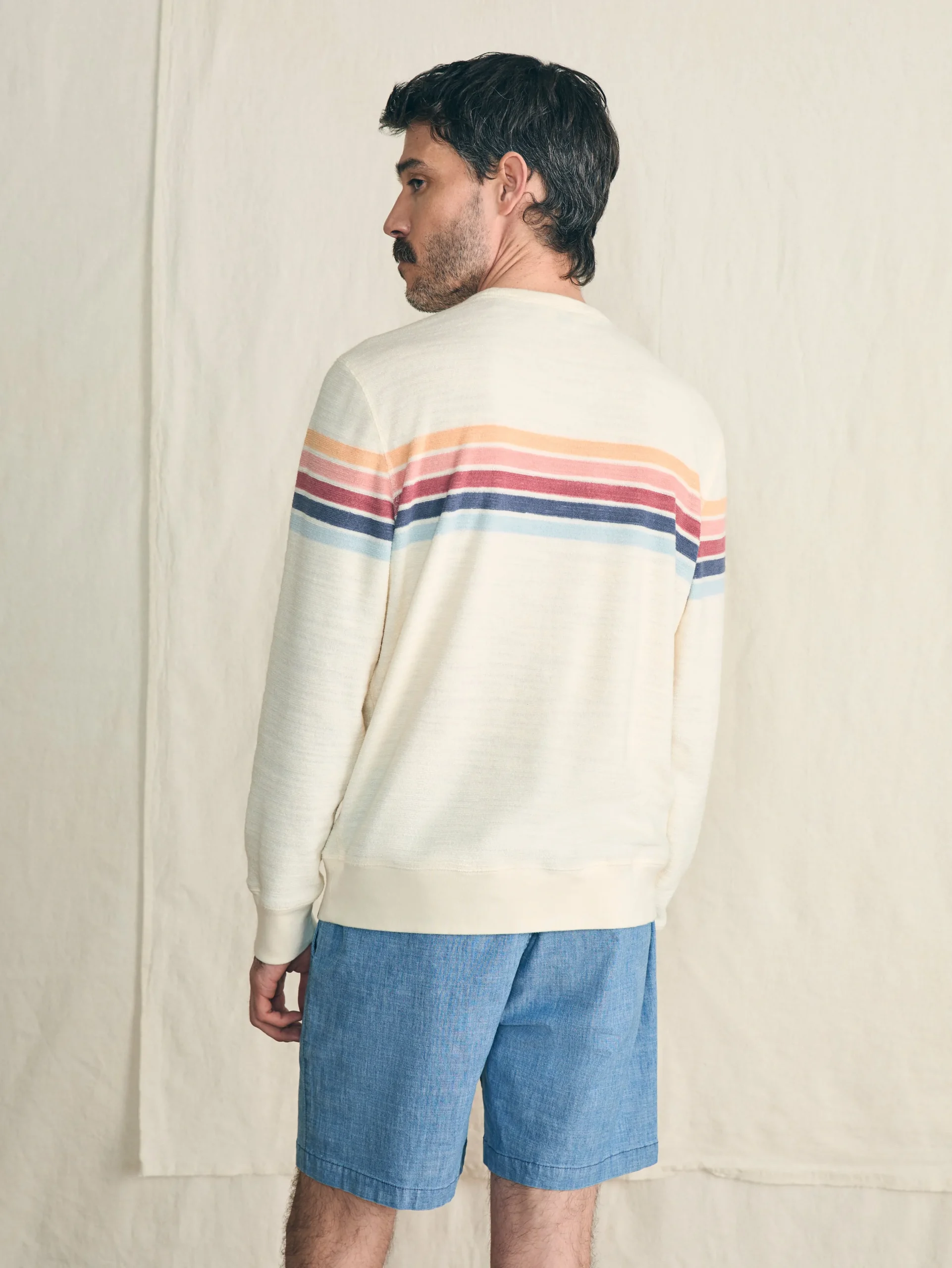 Hoodies & Sweatshirts^Faherty Brand Cabana Towel Terry Crewneck - Seacoast Skyline Stripe