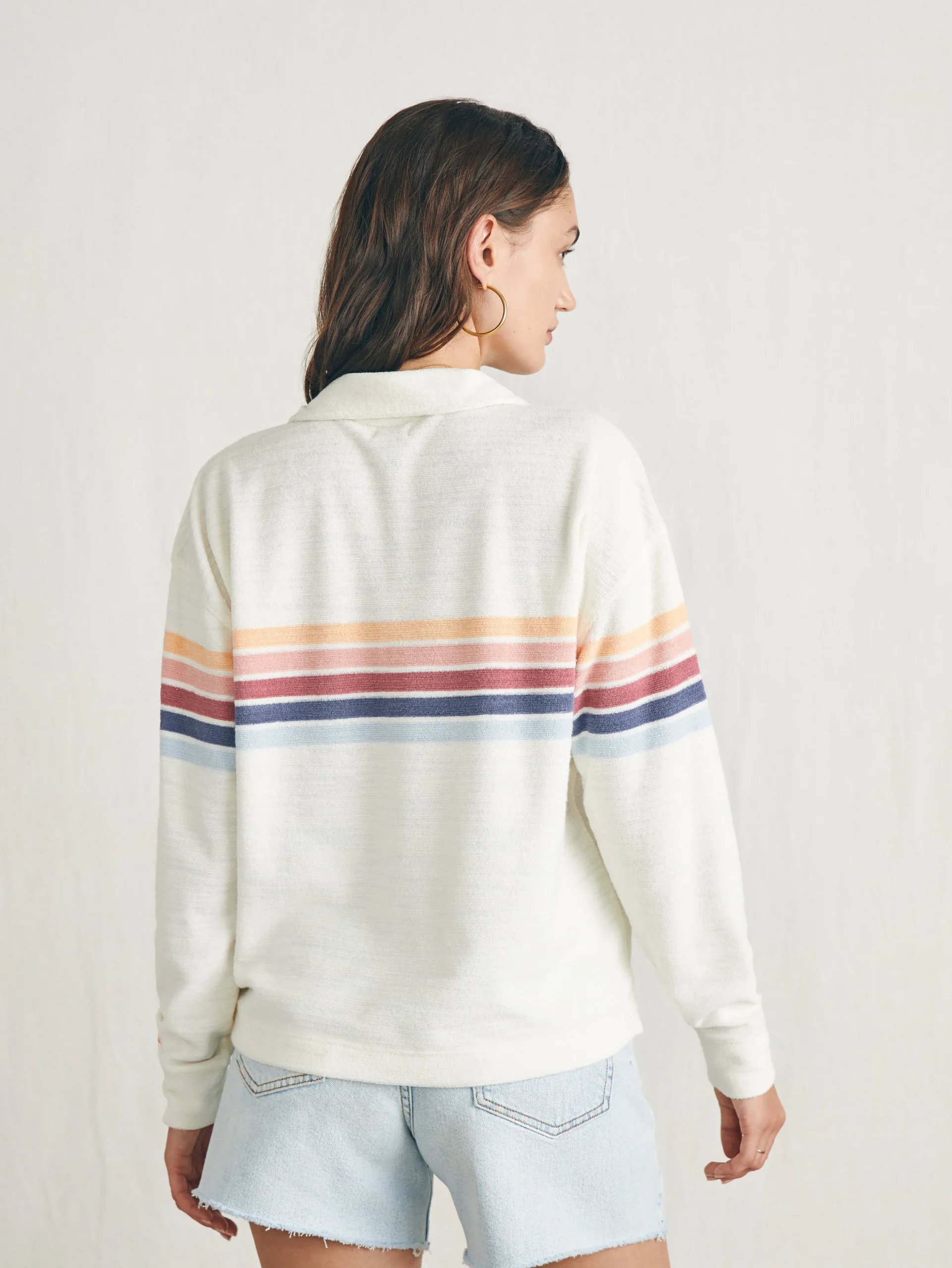 Hoodies & Sweatshirts^Faherty Brand Cabana Towel Terry Quarter Zip - Seacoast Skyline Stripe