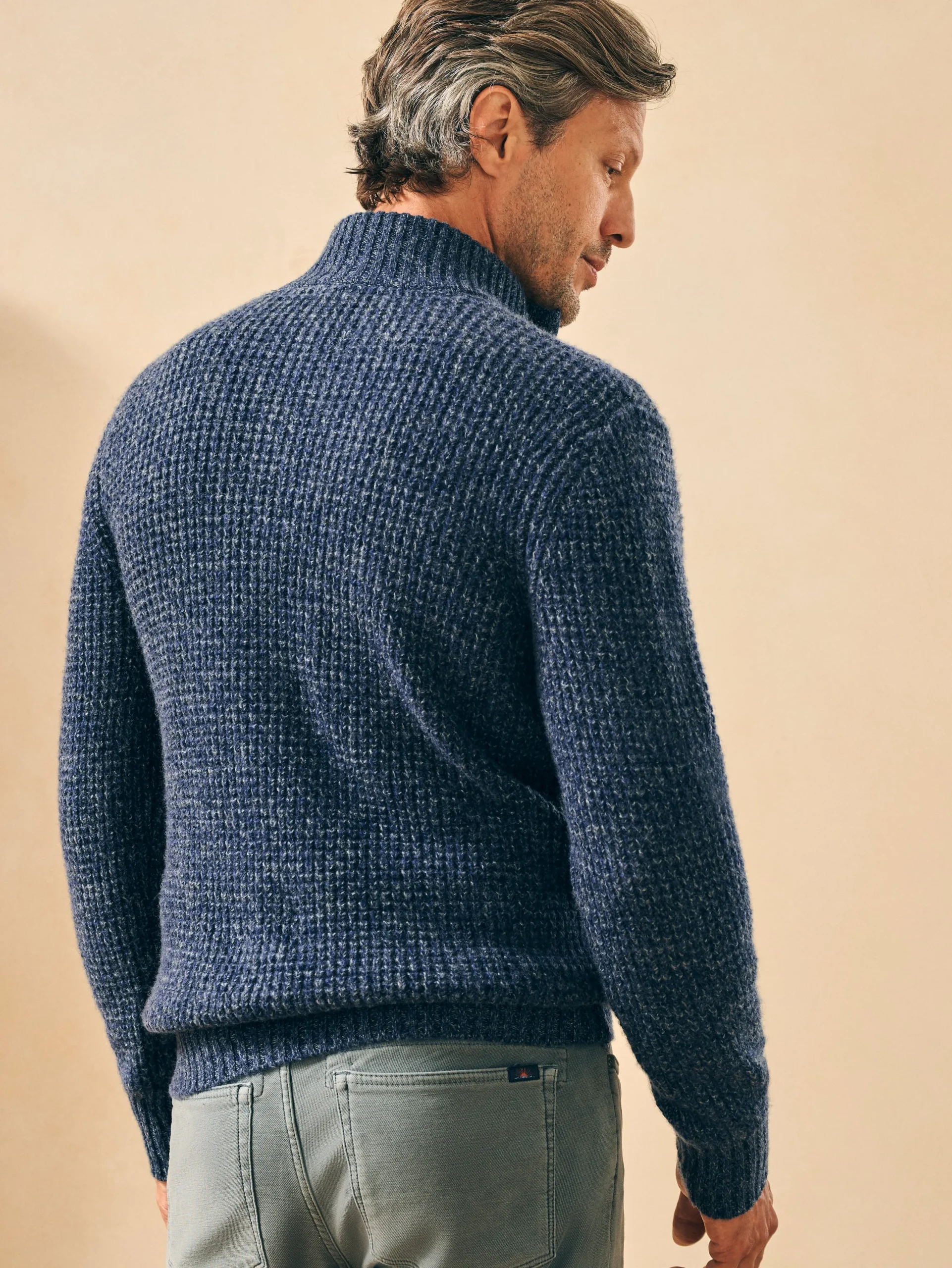Sweaters^Faherty Brand Cashmere Wool Quarter Button Sweater - Denim Melange