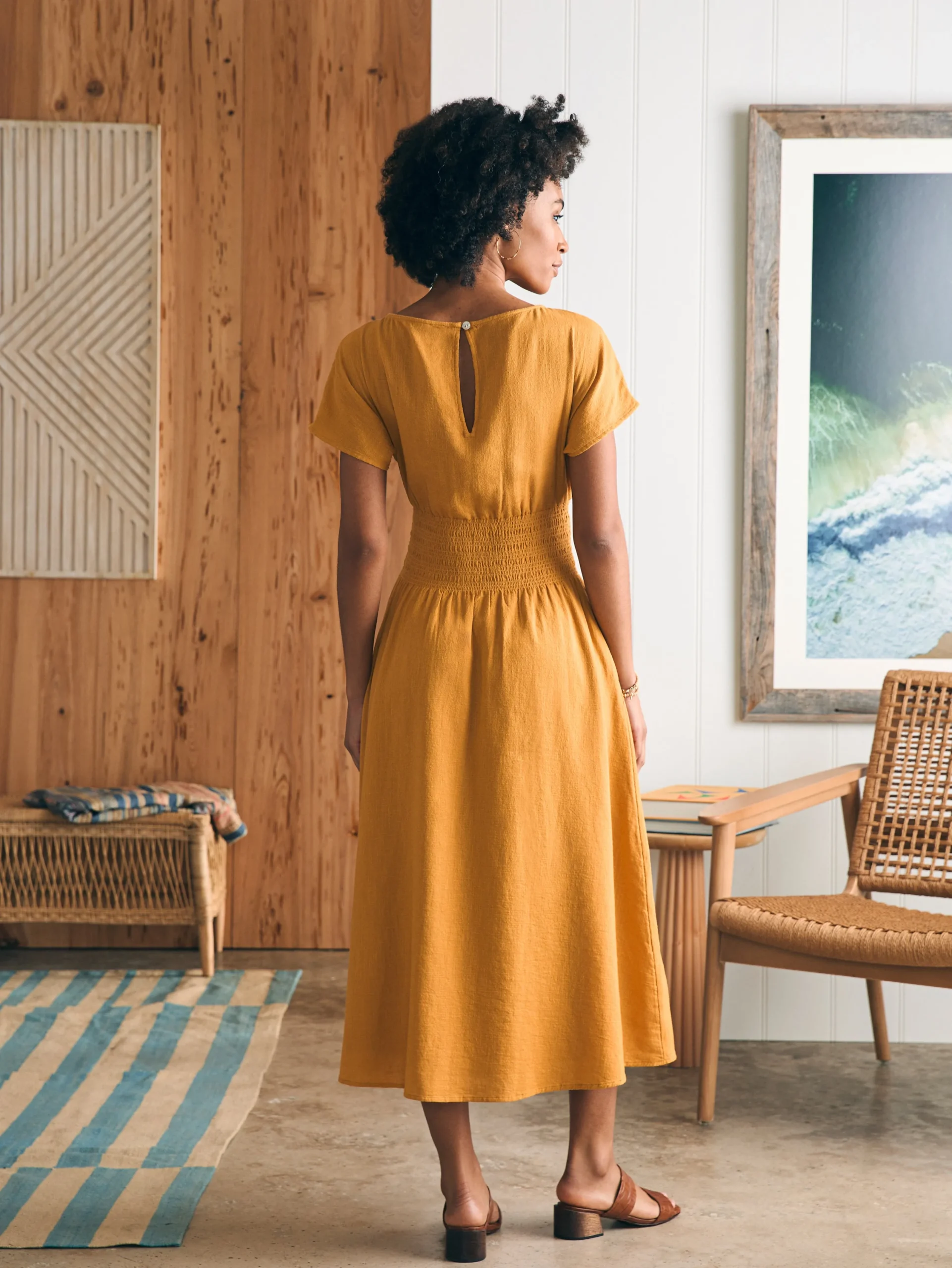 Dresses^Faherty Brand Coast To Coast Midi Dress - Honey Mustard