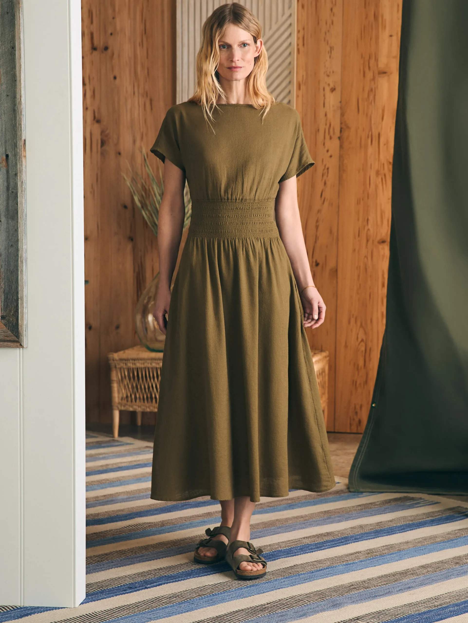 Dresses^Faherty Brand Coast To Coast Midi Dress - Military Olive