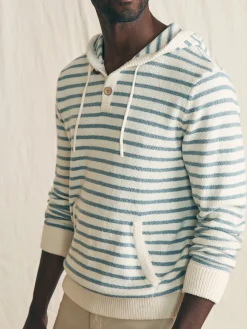 Sweaters|Hoodies & Sweatshirts^Faherty Brand Cove Sweater Hoodie - Ivory Chambray Stripe