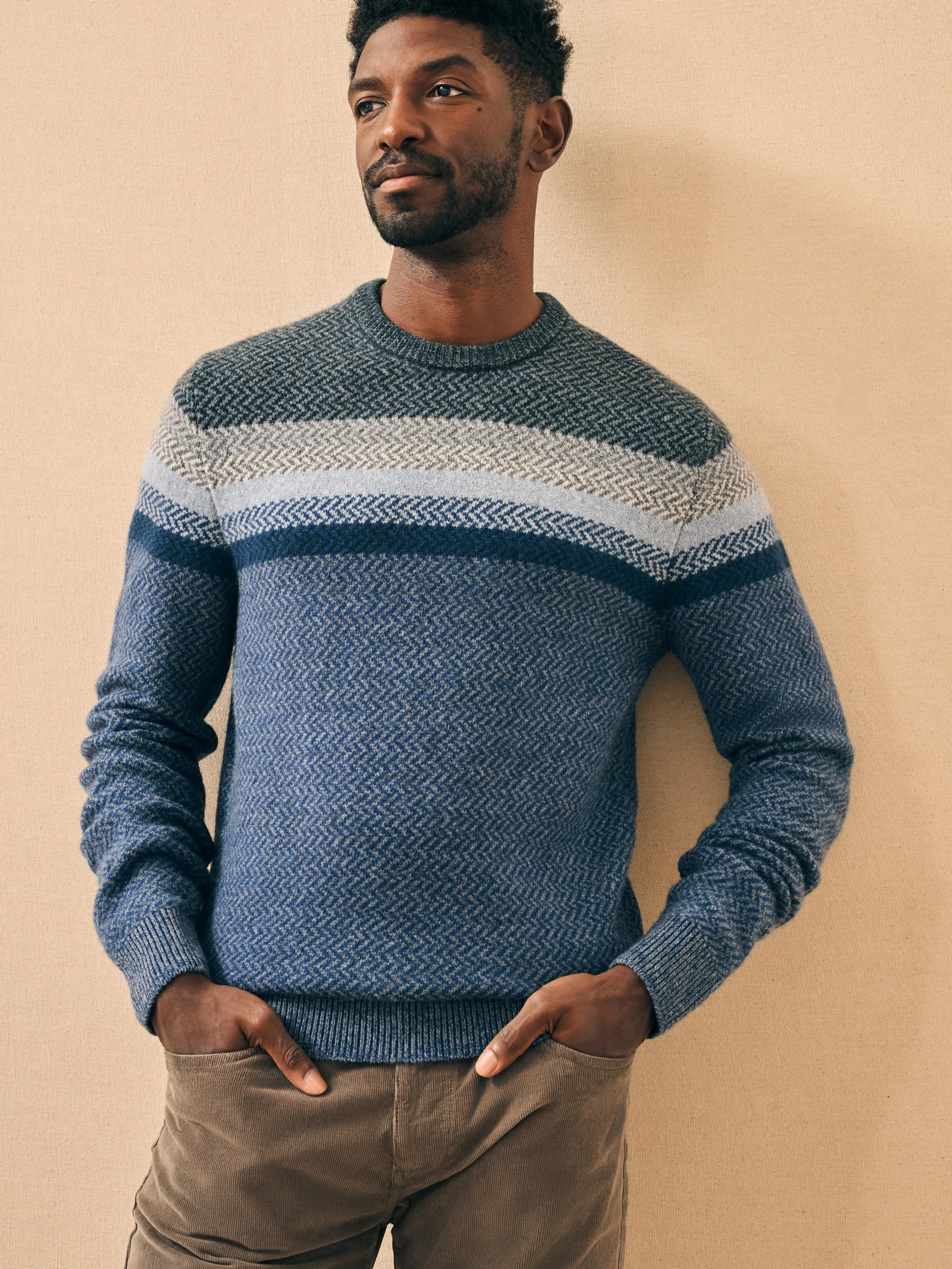 Sweaters^Faherty Brand Donegal Ombre Crew - Navy Storm Ombre