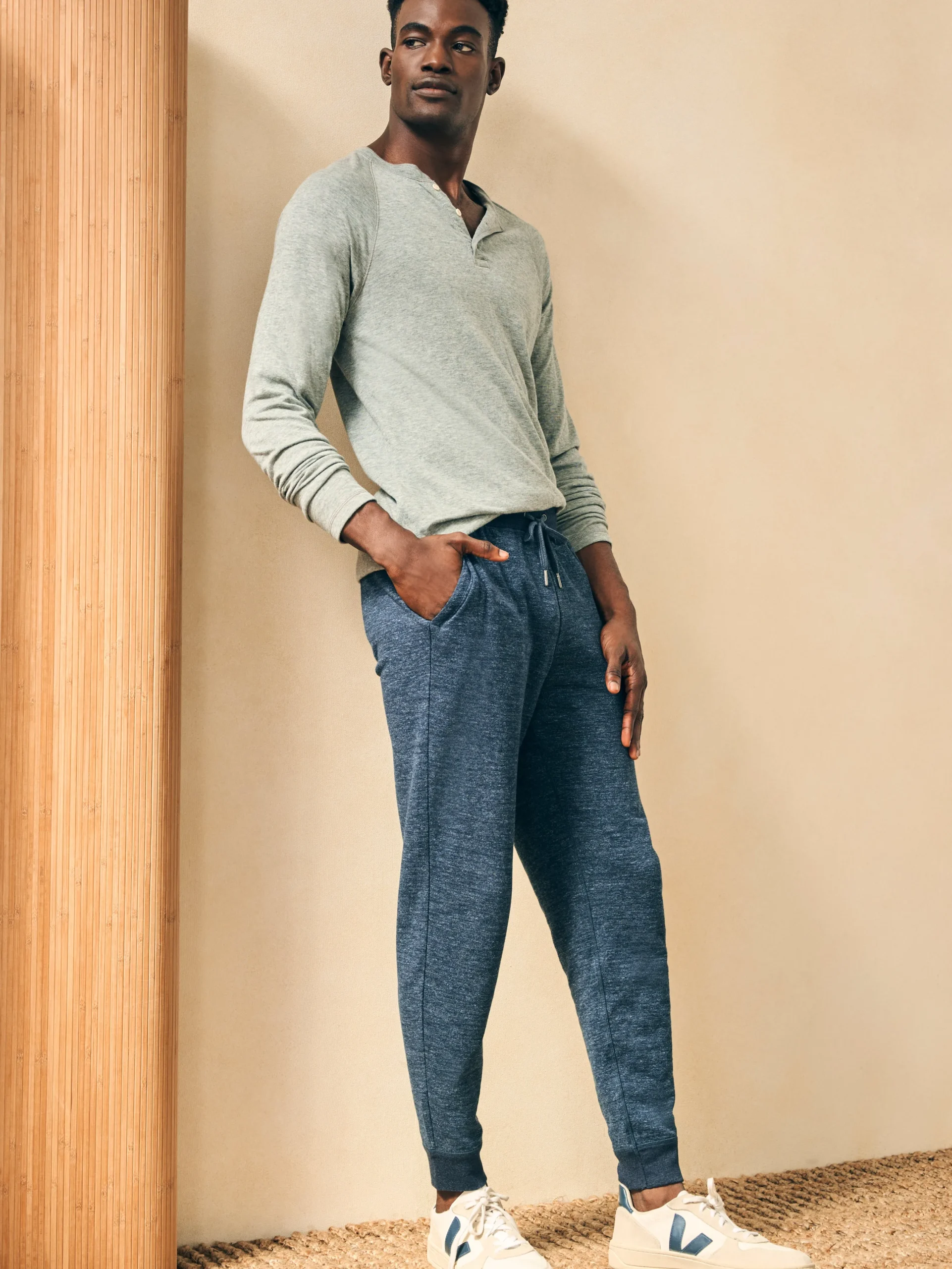 Lounge^Faherty Brand Double Knit Sweatpant - Varsity Navy Heather
