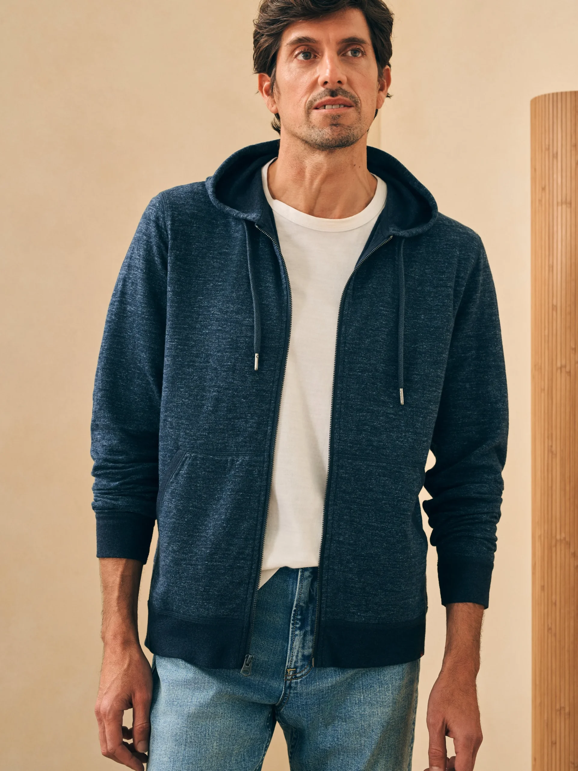 Hoodies & Sweatshirts^Faherty Brand Double Knit Zip Hoodie - Varsity Navy Heather