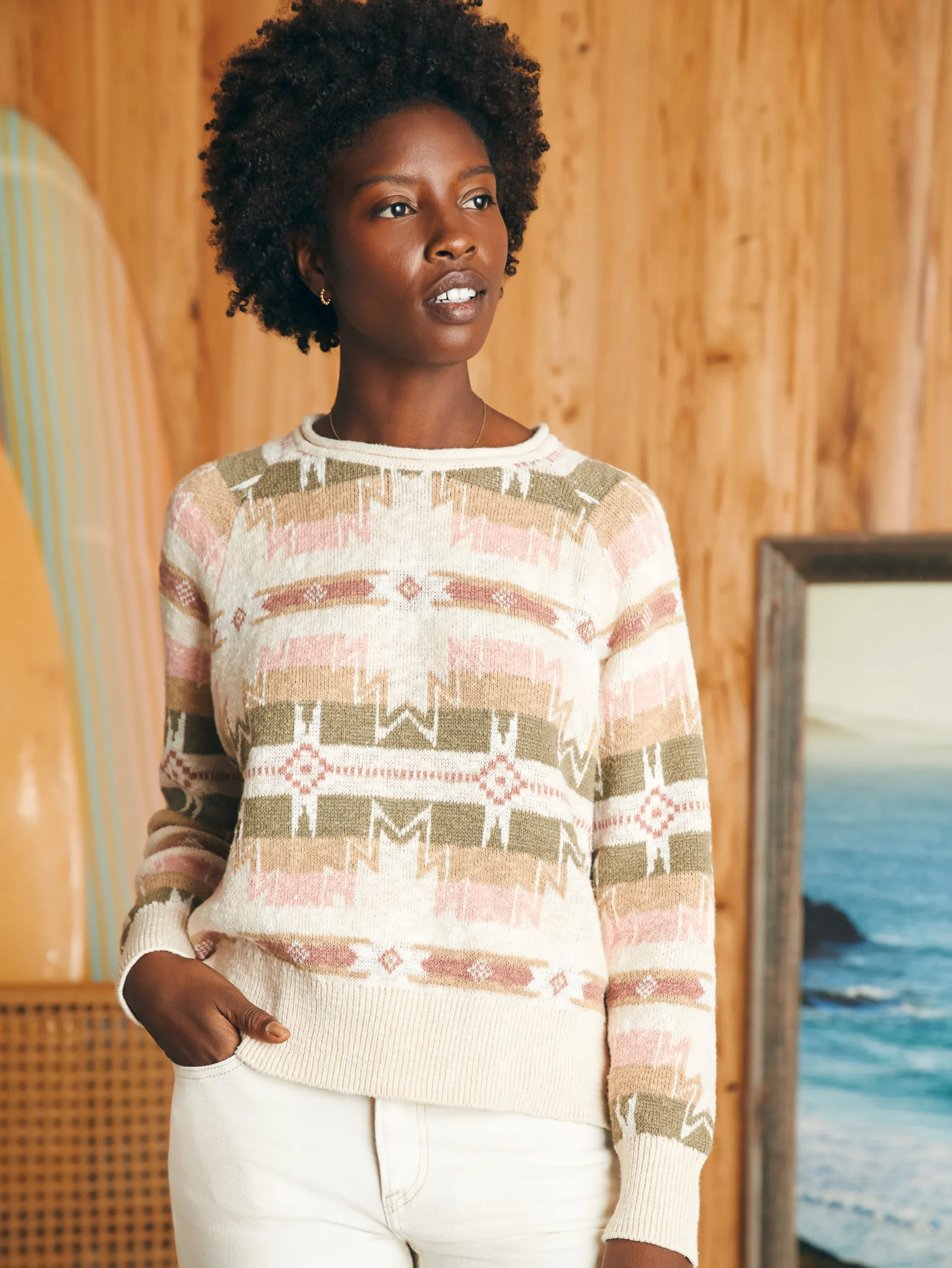 Sweaters^Faherty Brand Doug Good Feather Cotton Slub Pullover - Spring Desert Earth Fire