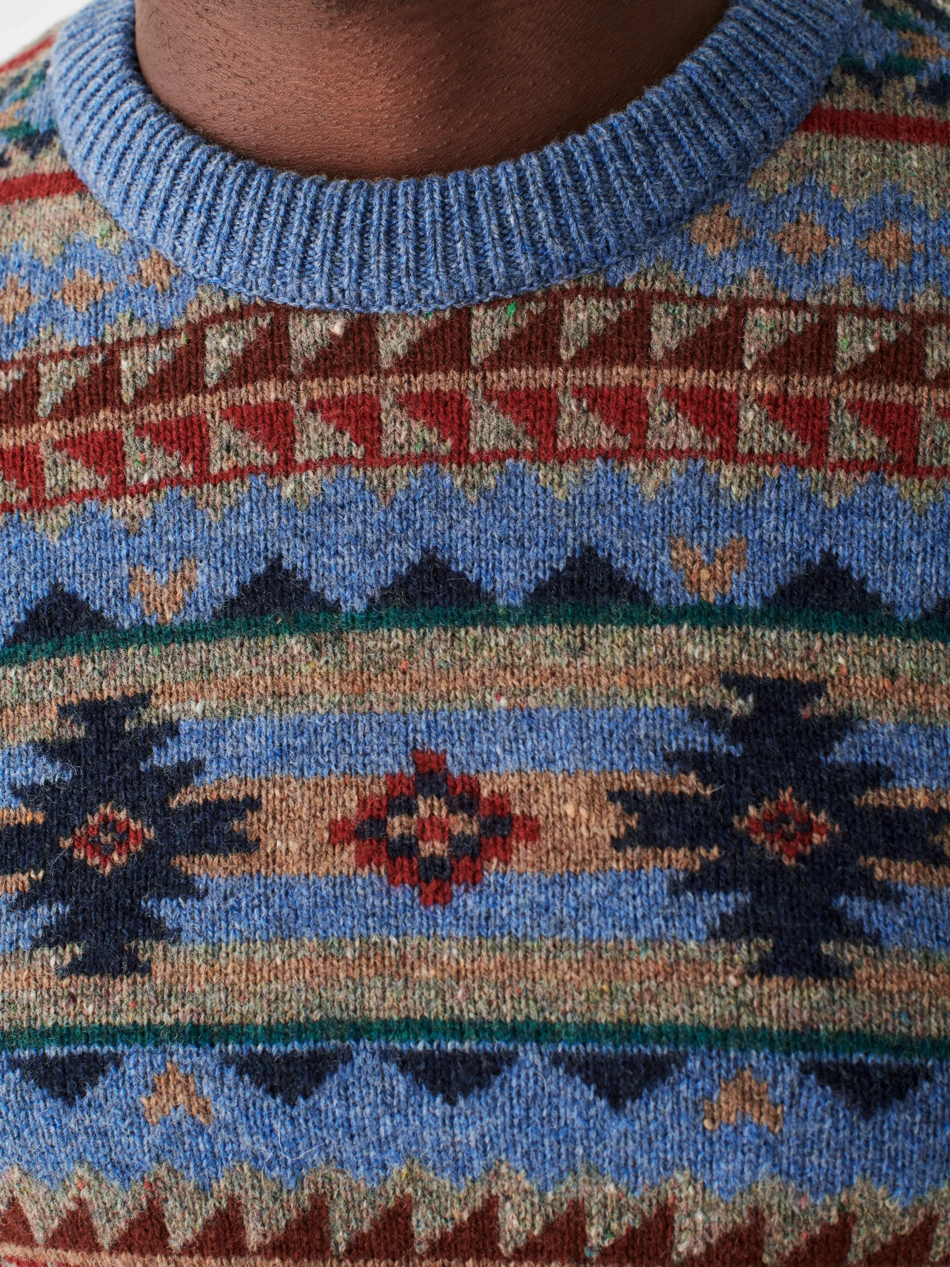 Sweaters^Faherty Brand Doug Good Feather Fair Isle Sweater - Blue Winter Night