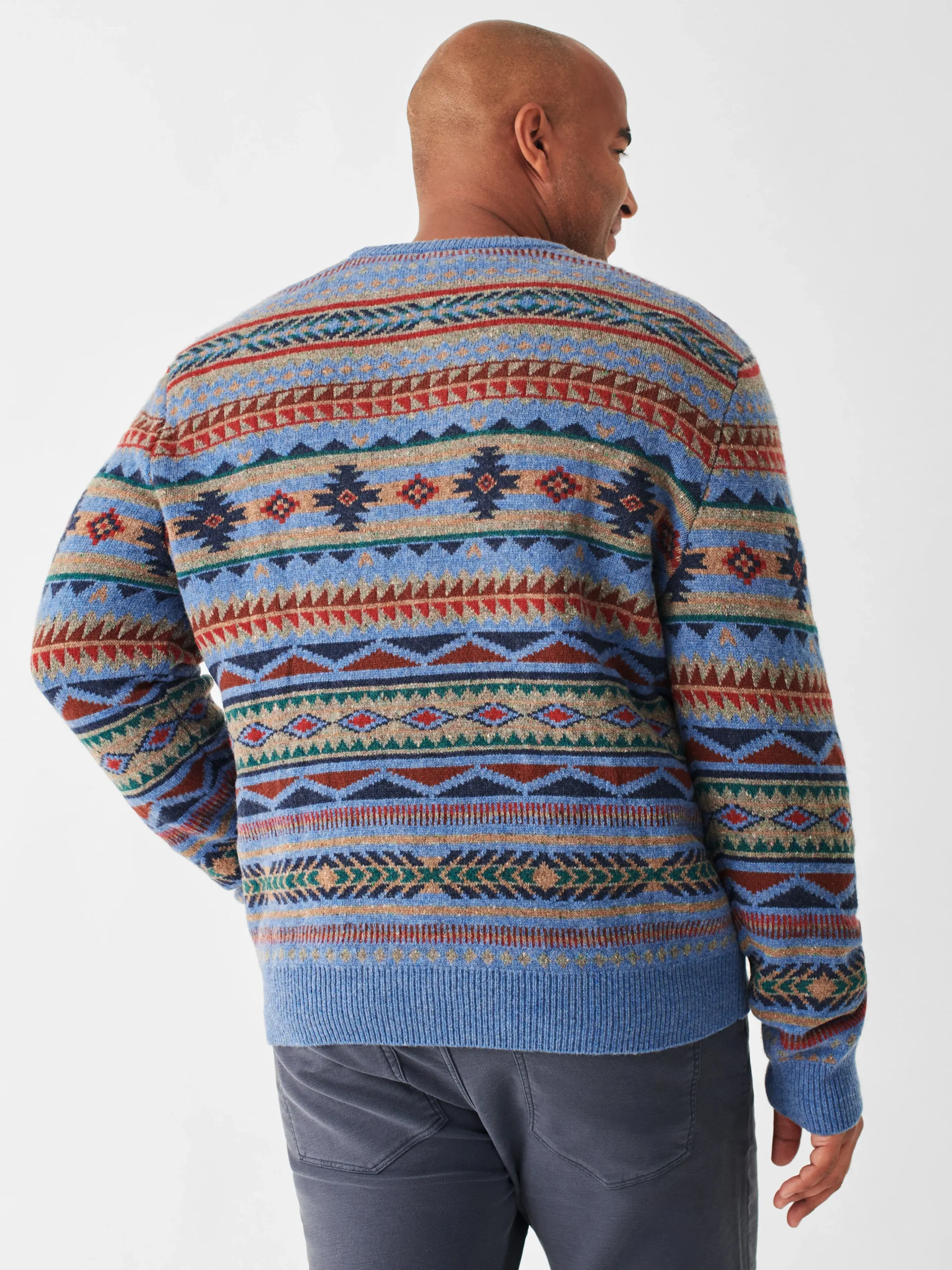 Sweaters^Faherty Brand Doug Good Feather Fair Isle Sweater - Blue Winter Night