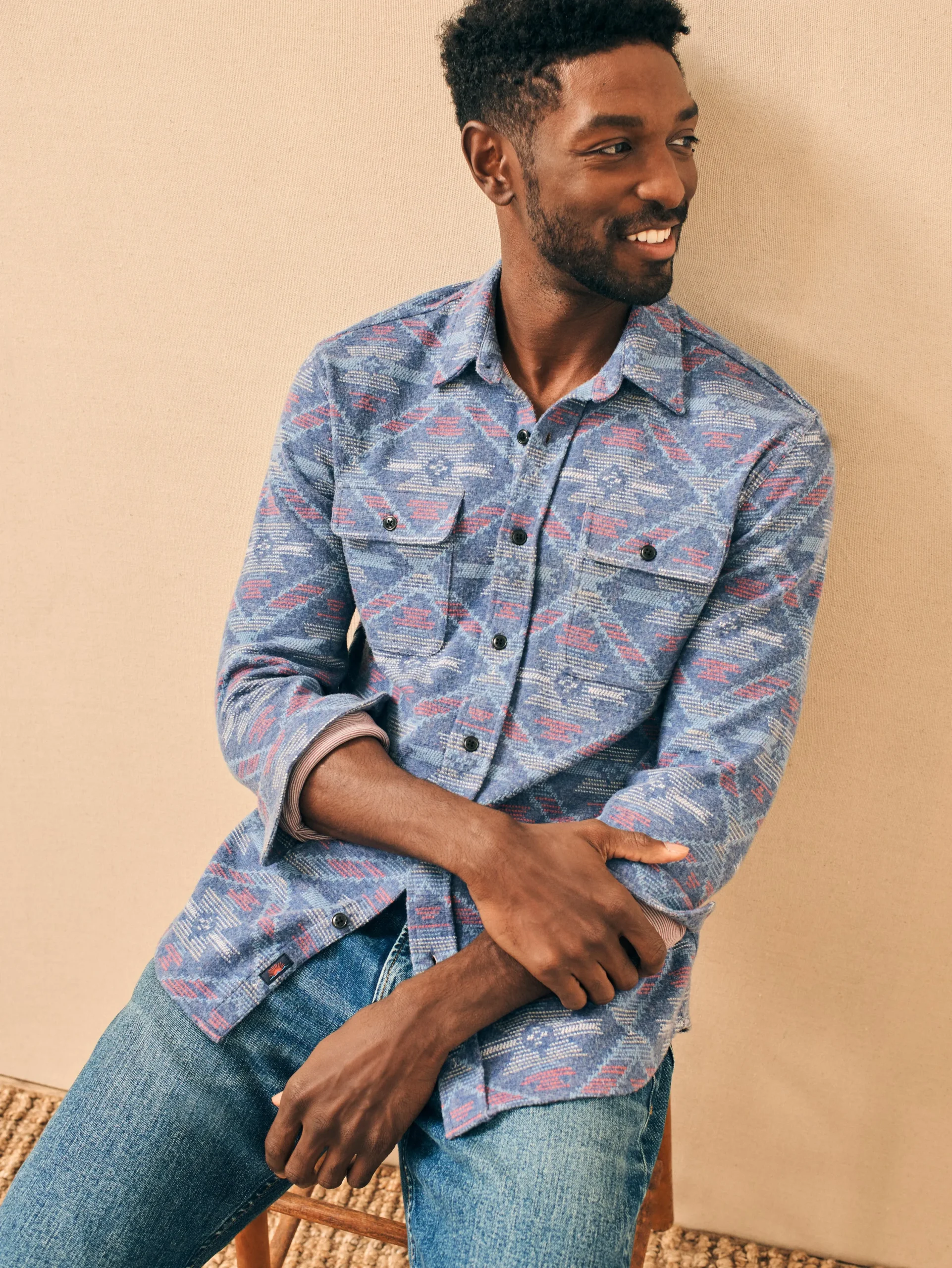 Shirts^Faherty Brand Doug Good Feather Legend™ Sweater Shirt - Western Jewel Sky