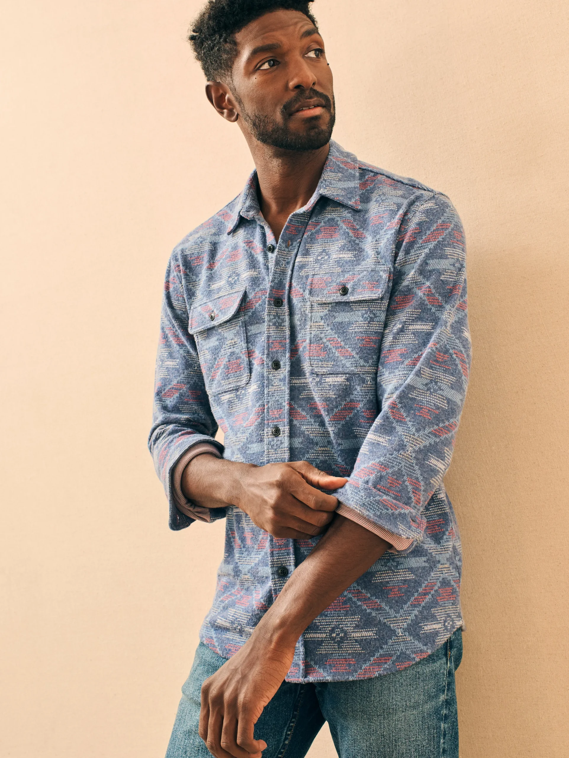 Shirts^Faherty Brand Doug Good Feather Legend™ Sweater Shirt - Western Jewel Sky
