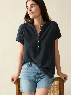 Shirts & Tops^Faherty Brand Dream Cotton Gauze Desmond Top - Navy