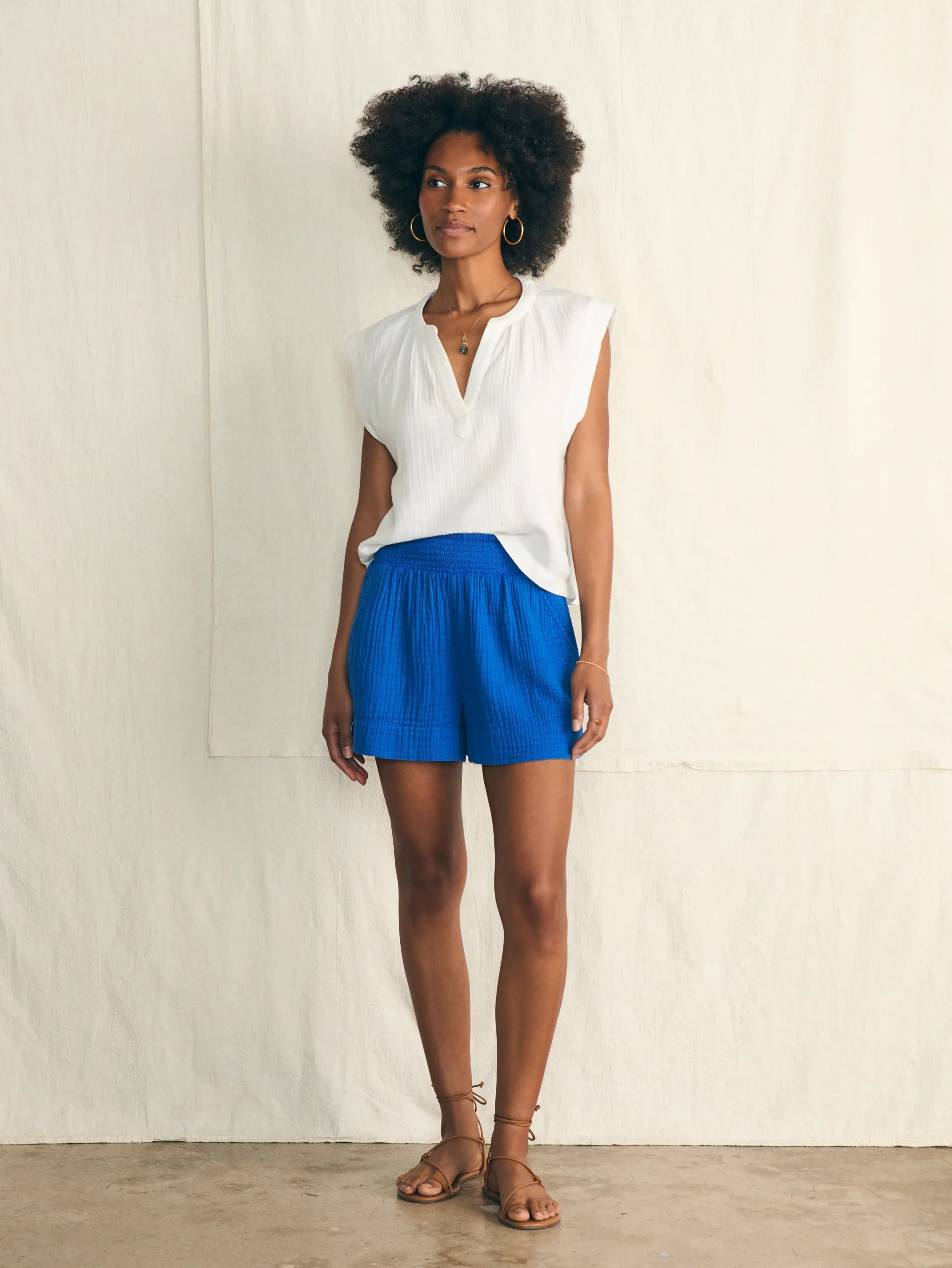 Shorts & Skirts^Faherty Brand Dream Cotton Gauze Short - Strong Blue