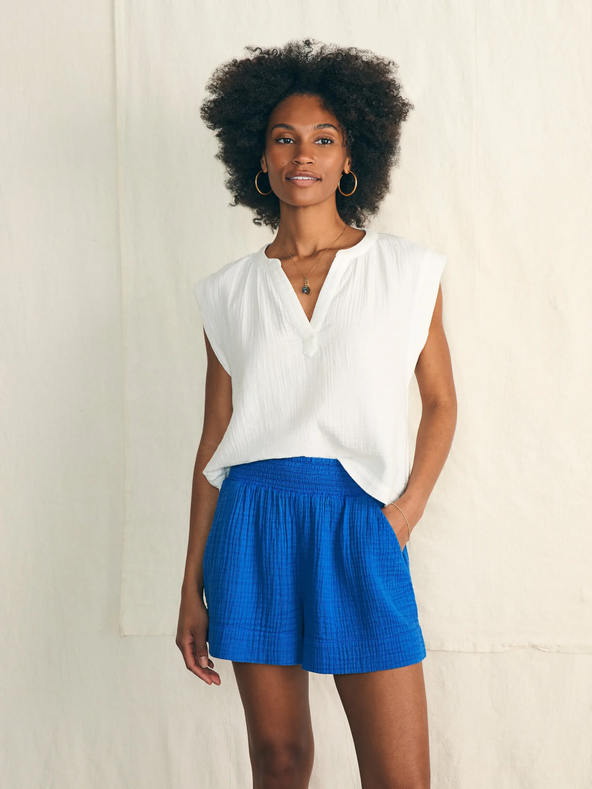 Shorts & Skirts^Faherty Brand Dream Cotton Gauze Short - Strong Blue