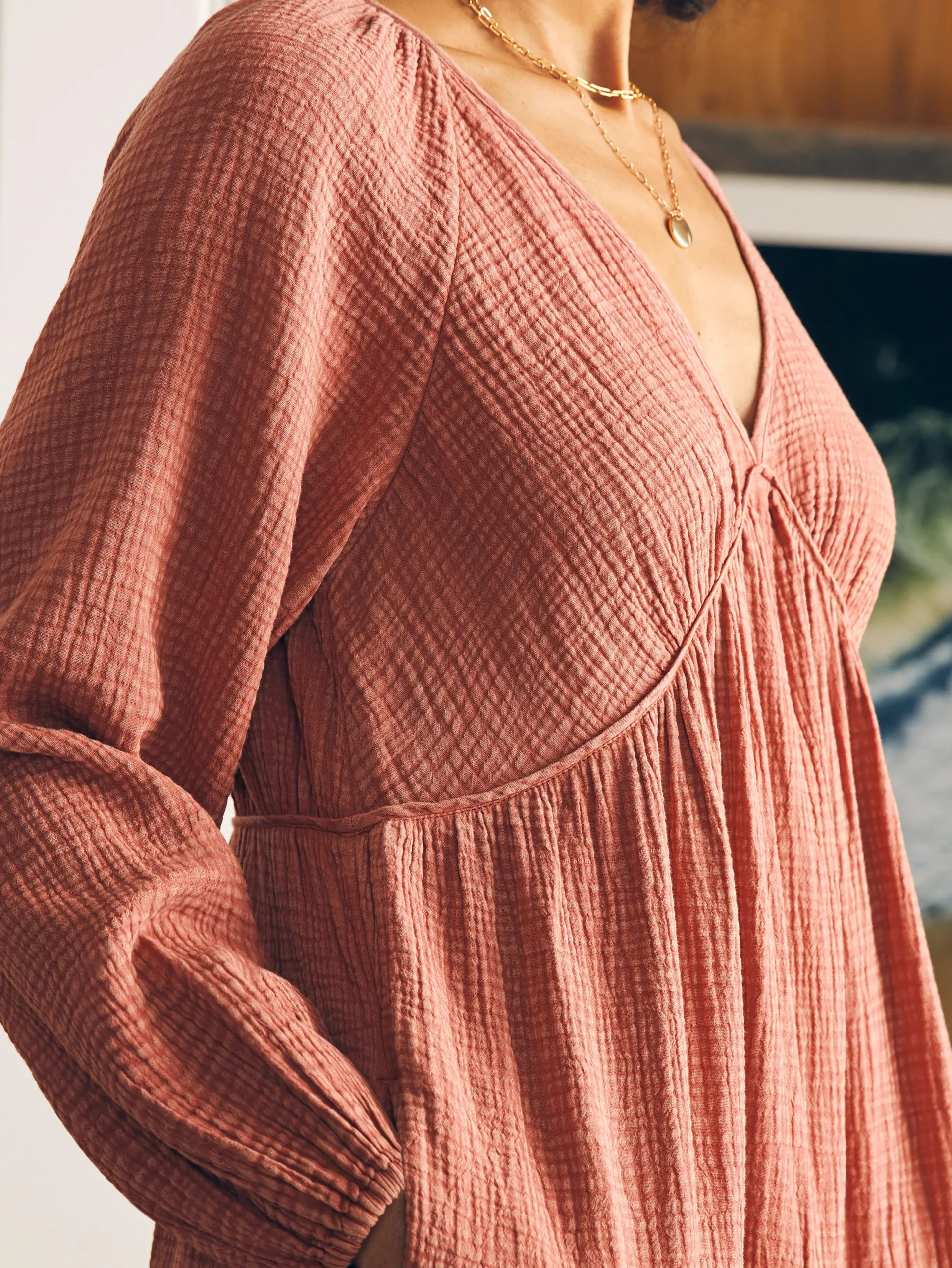 Dresses^Faherty Brand Dream Cotton Gauze Sirene Midi Dress - Kelly Pink