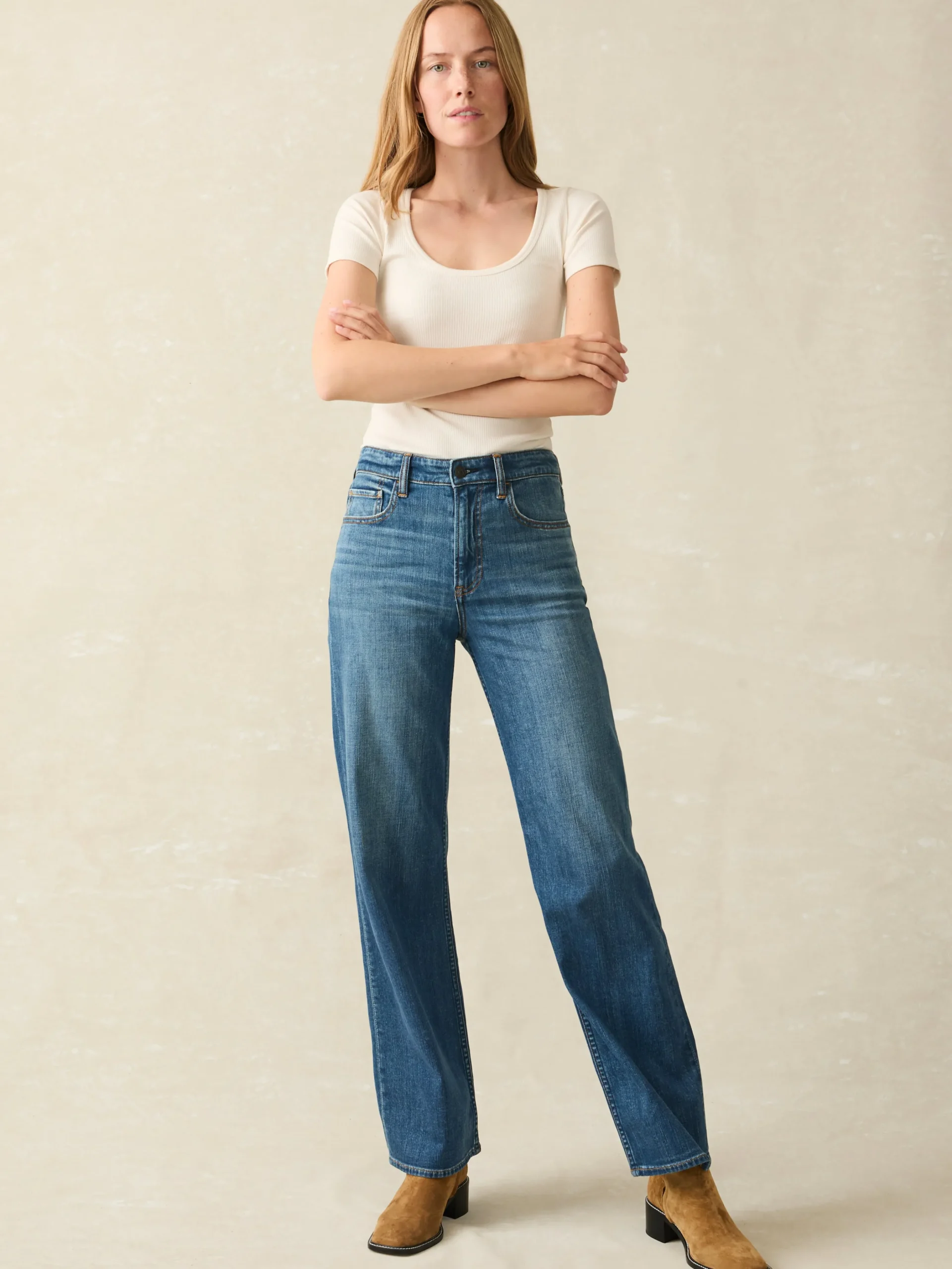 Pants|Jeans^Faherty Brand Dream Jean Wide Leg - Indigo Coast Wash