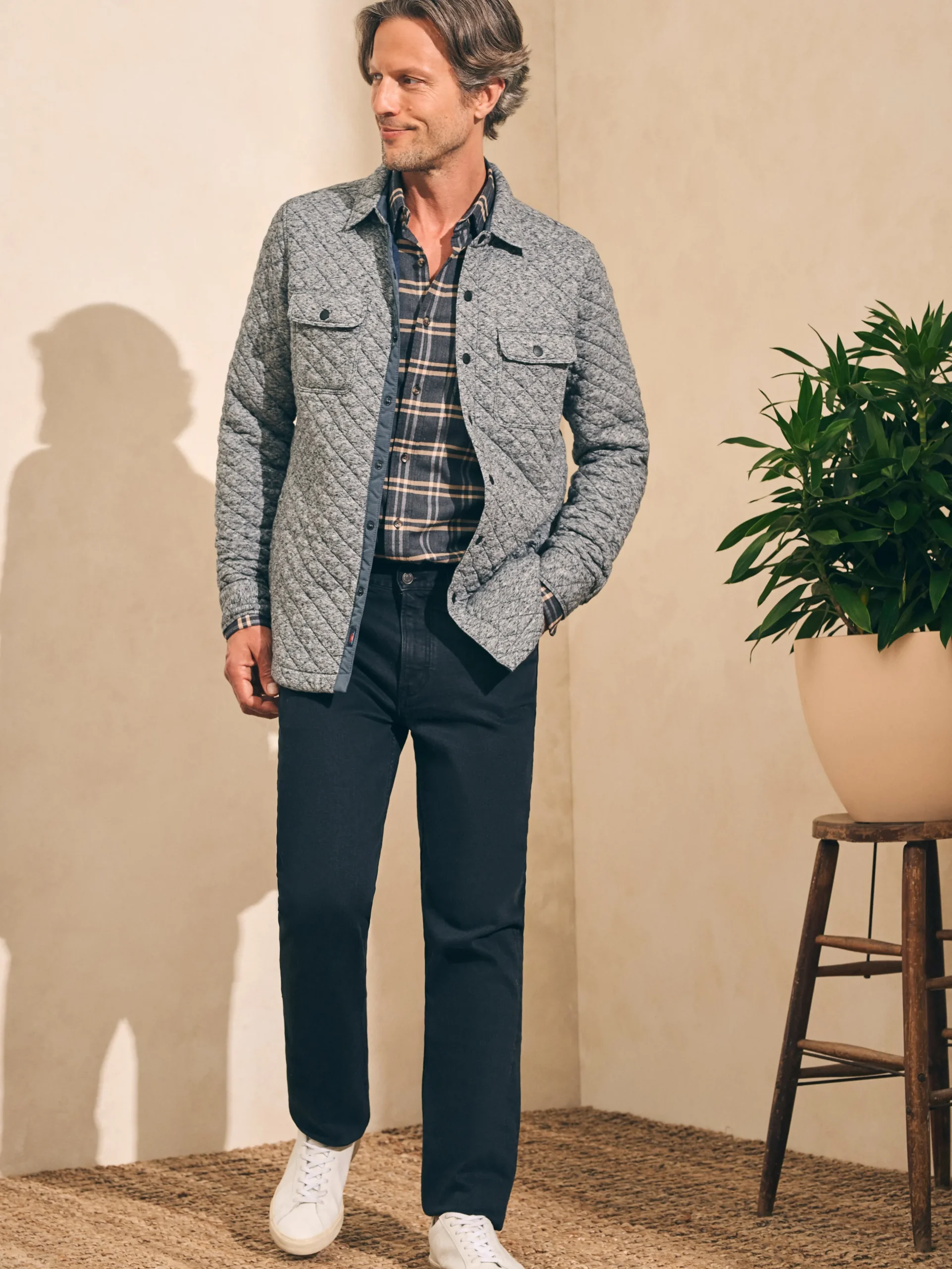 Jackets & Vests^Faherty Brand Epic Quilted Fleece CPO (Tall) - Carbon Melange