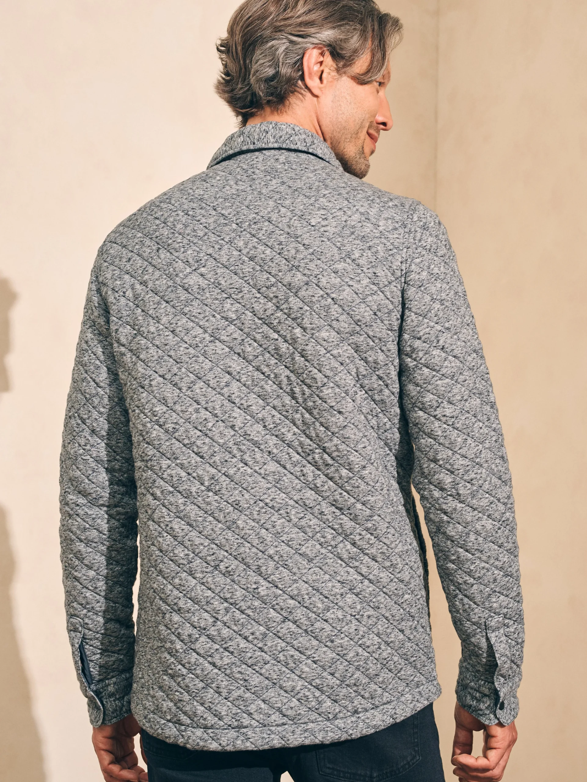 Jackets & Vests^Faherty Brand Epic Quilted Fleece CPO (Tall) - Carbon Melange