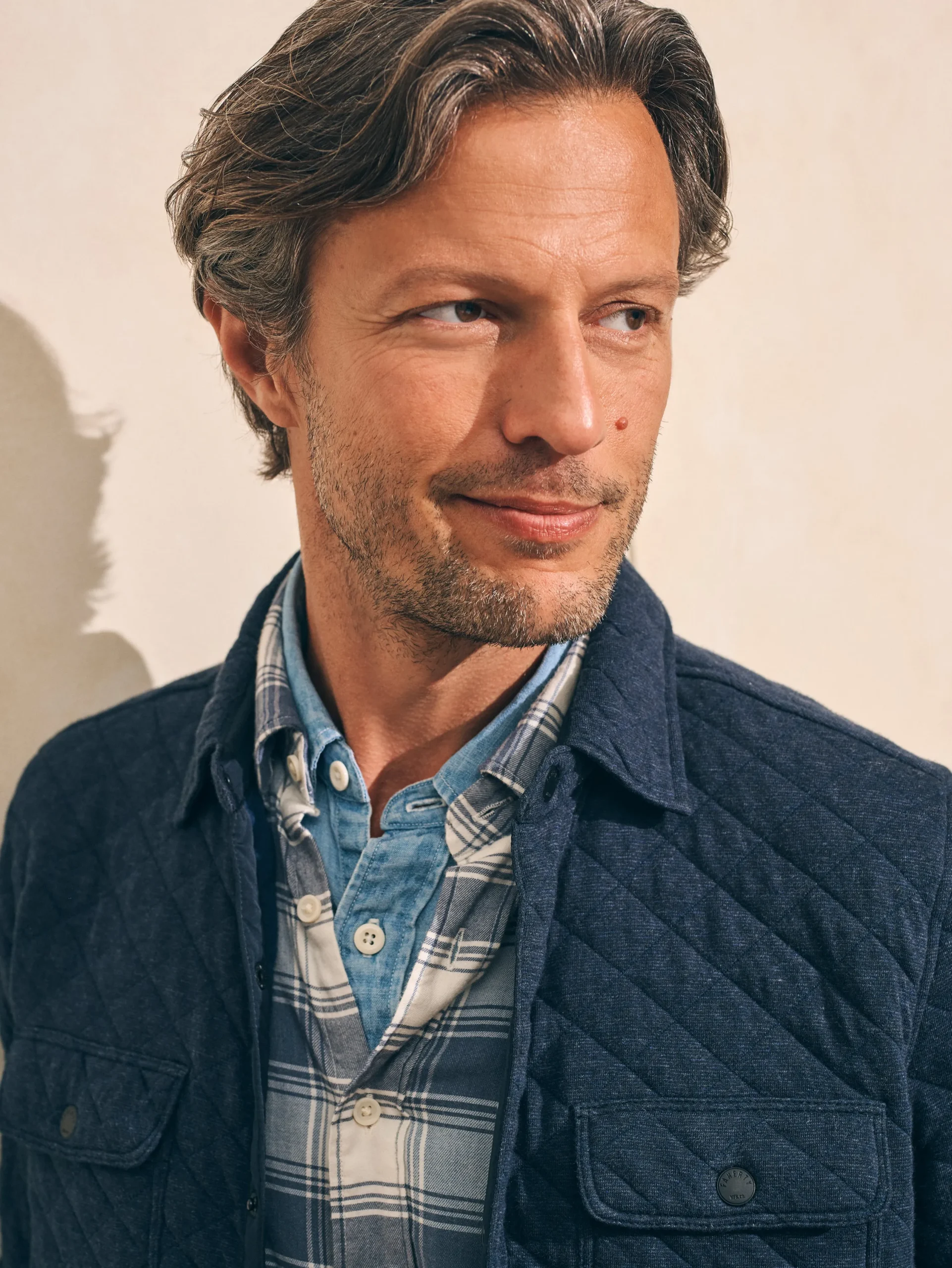 Jackets & Vests^Faherty Brand Epic Quilted Fleece CPO (Tall) - Navy Melange
