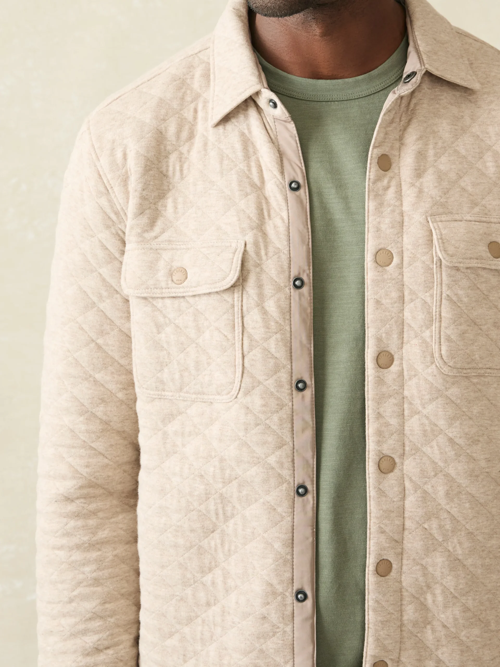 Jackets & Vests^Faherty Brand Epic Quilted Fleece CPO (Tall) - Oatmeal Melange