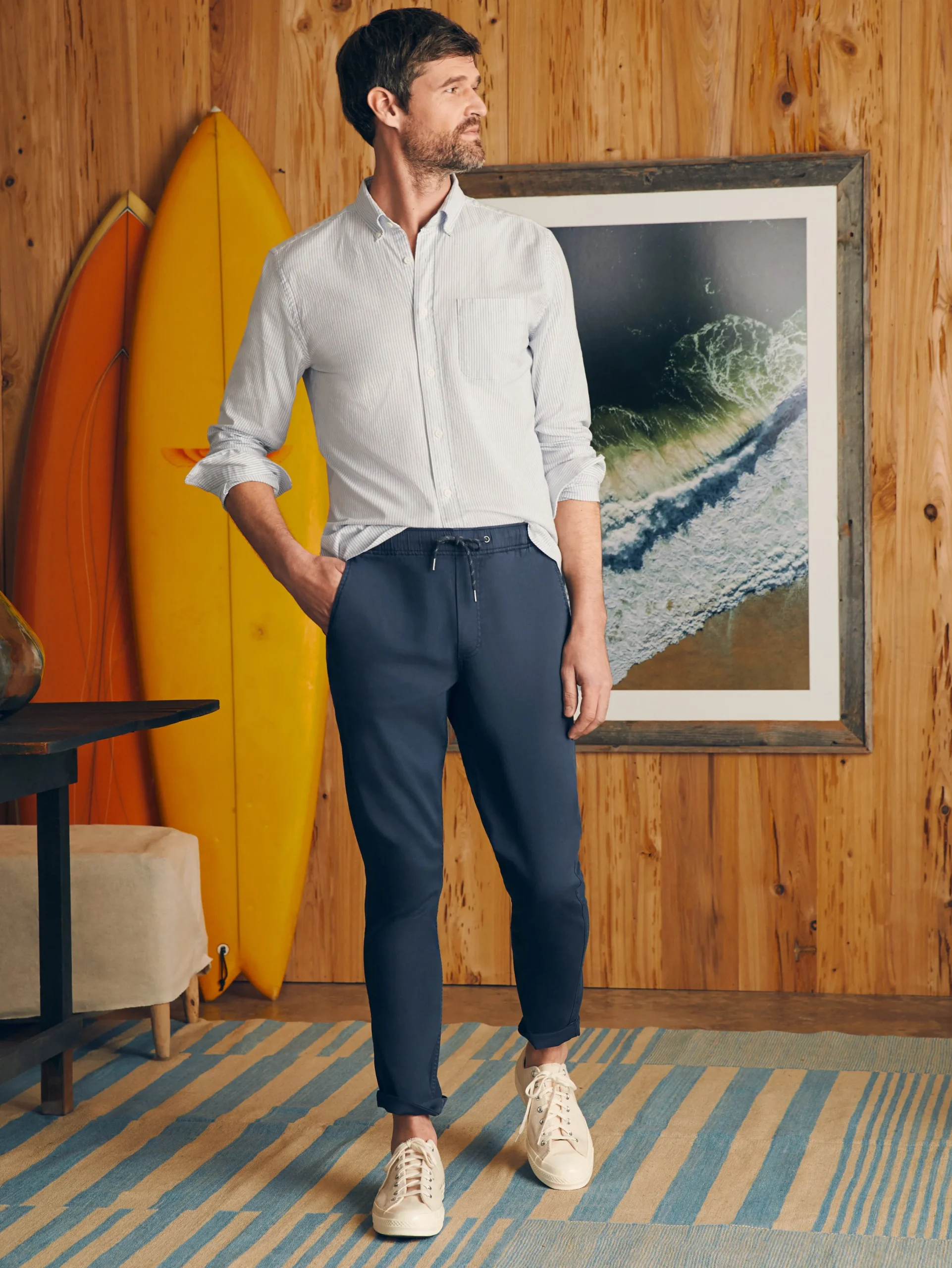 Pants^Faherty Brand Essential Drawstring Pant - Washed Navy