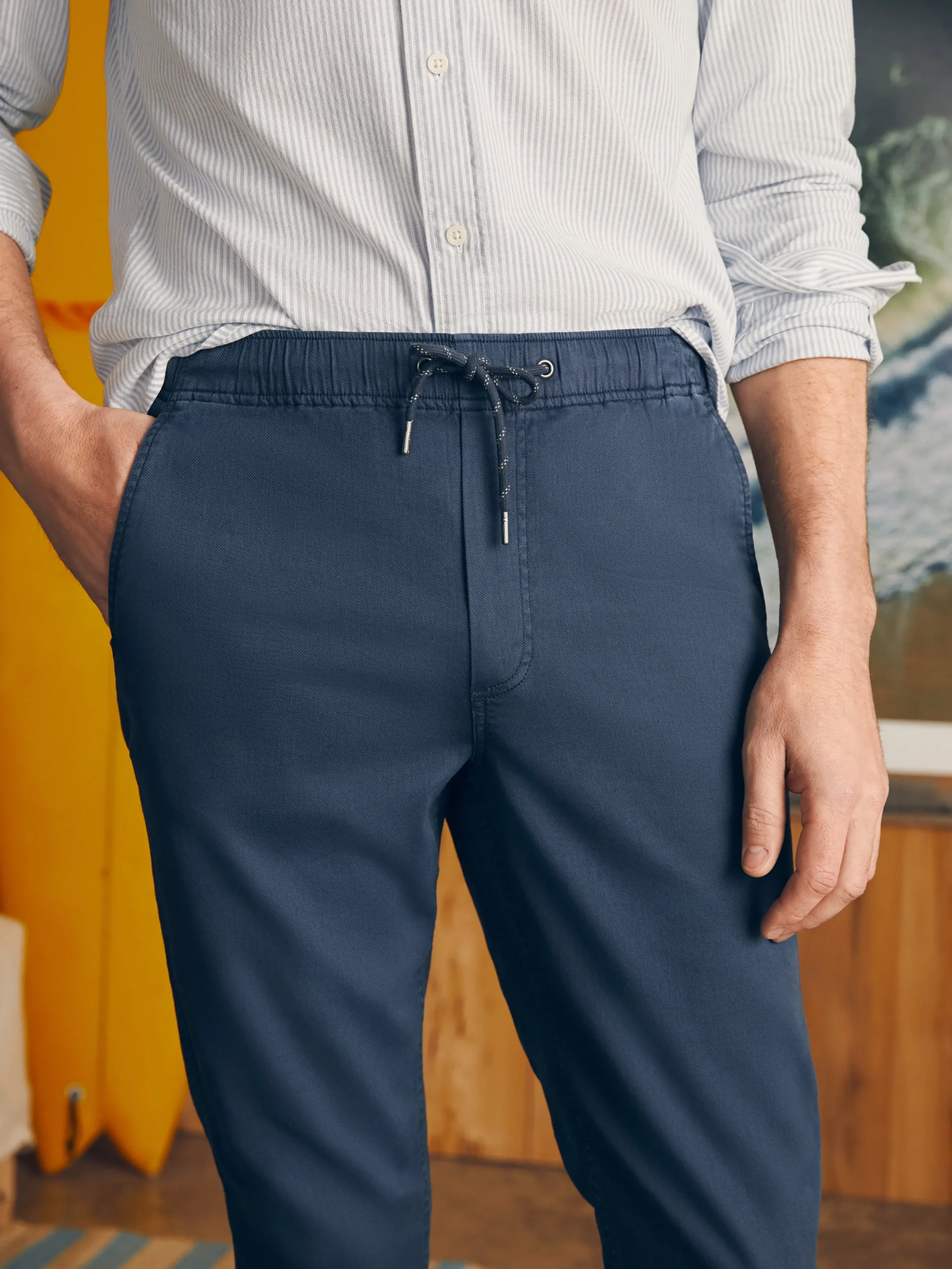 Pants^Faherty Brand Essential Drawstring Pant - Washed Navy