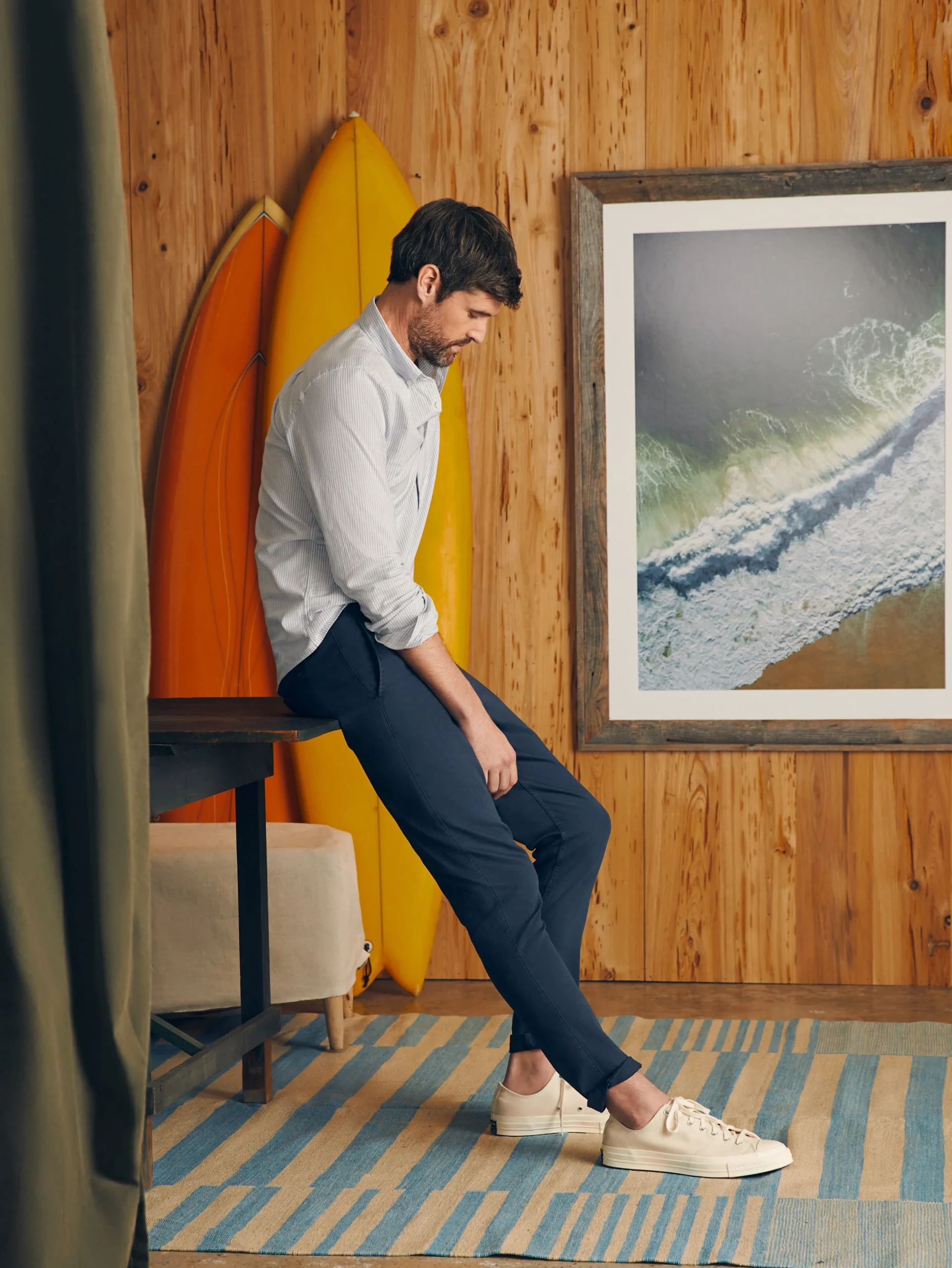 Pants^Faherty Brand Essential Drawstring Pant - Washed Navy