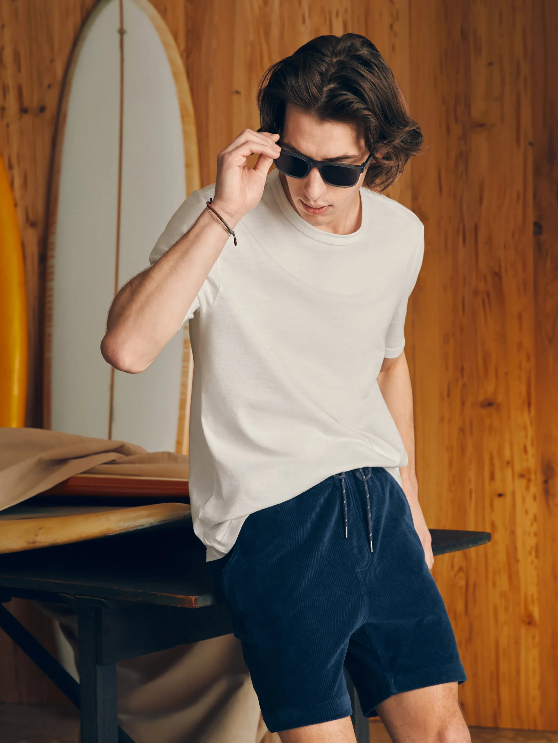 Shorts^Faherty Brand Essential Italian Knit Cord Short (6" Inseam) - Spring Navy