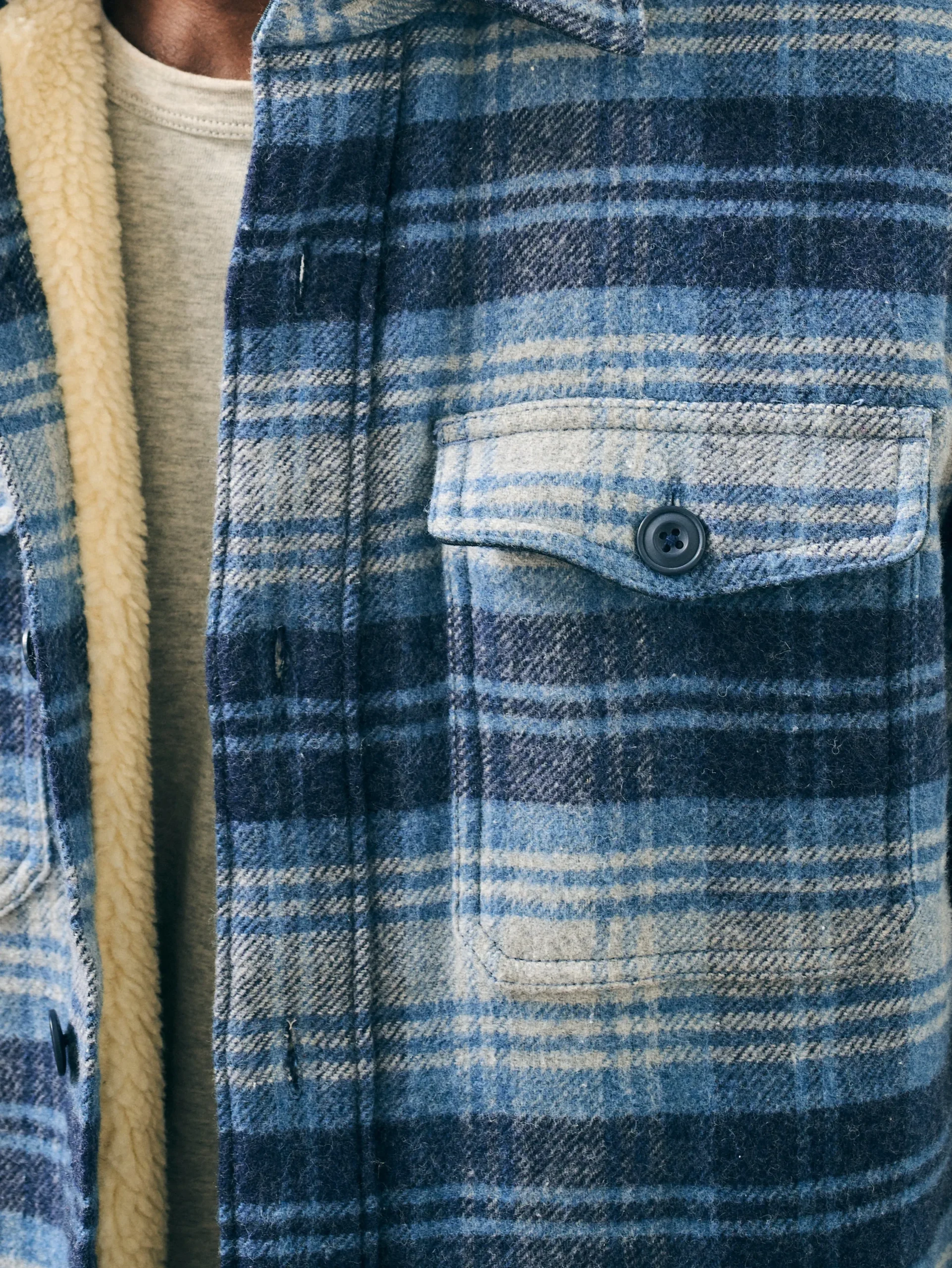 Jackets & Vests^Faherty Brand High Pile Fleece Lined Wool CPO - Mountain Mist Plaid
