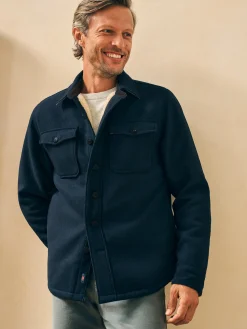 Jackets & Vests^Faherty Brand High Pile Fleece Lined Wool CPO - Navy Shadow Twill
