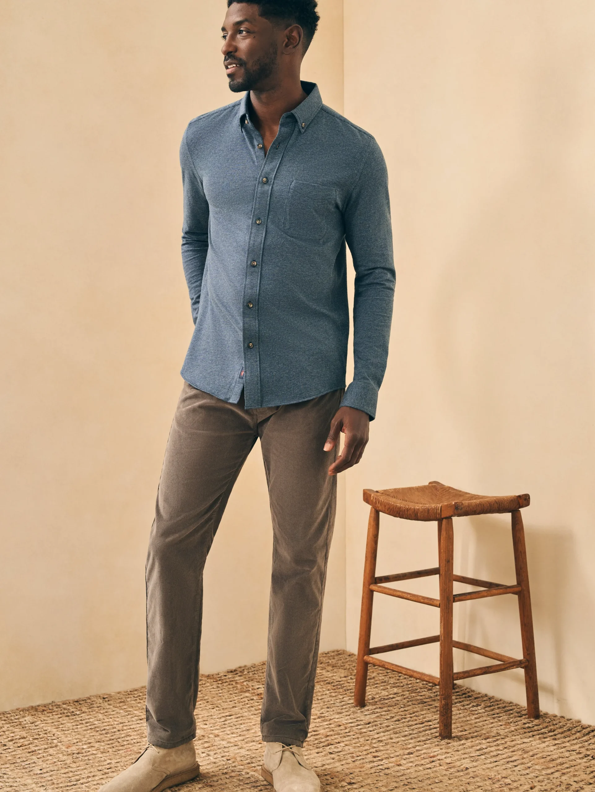 Shirts^Faherty Brand Houndstooth Knit Shirt - Navy Houndstooth