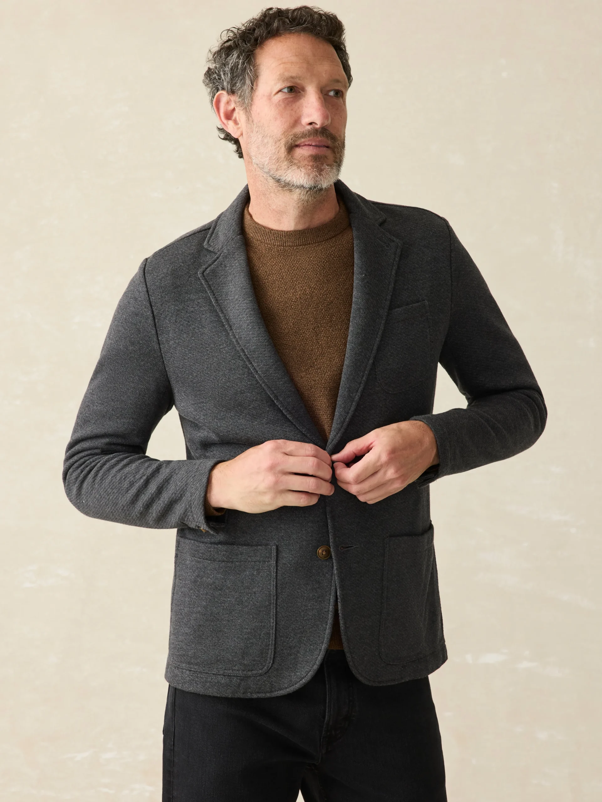 Blazers^Faherty Brand Inlet Knit Blazer - Black Sky Melange