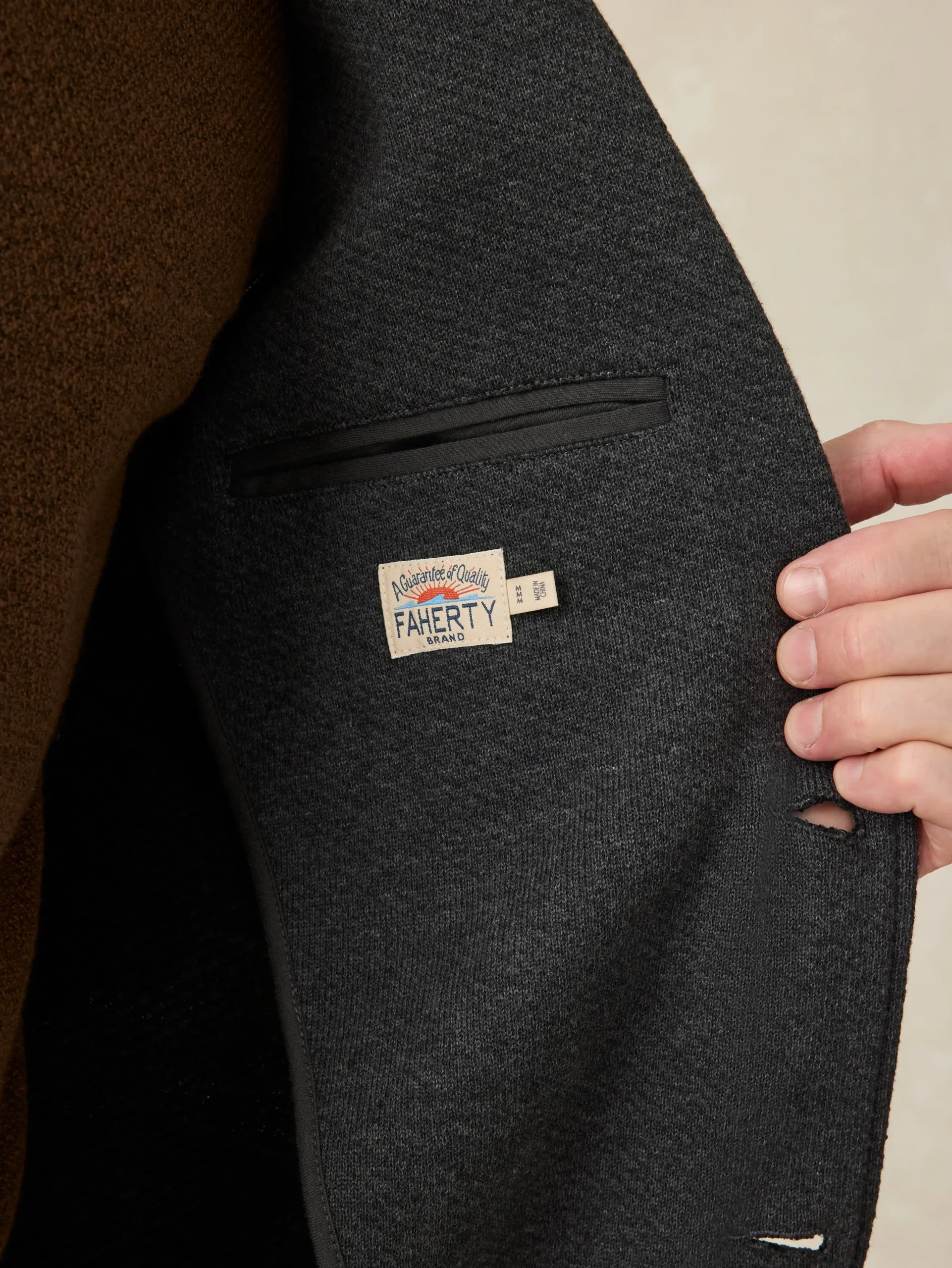 Blazers^Faherty Brand Inlet Knit Blazer - Black Sky Melange