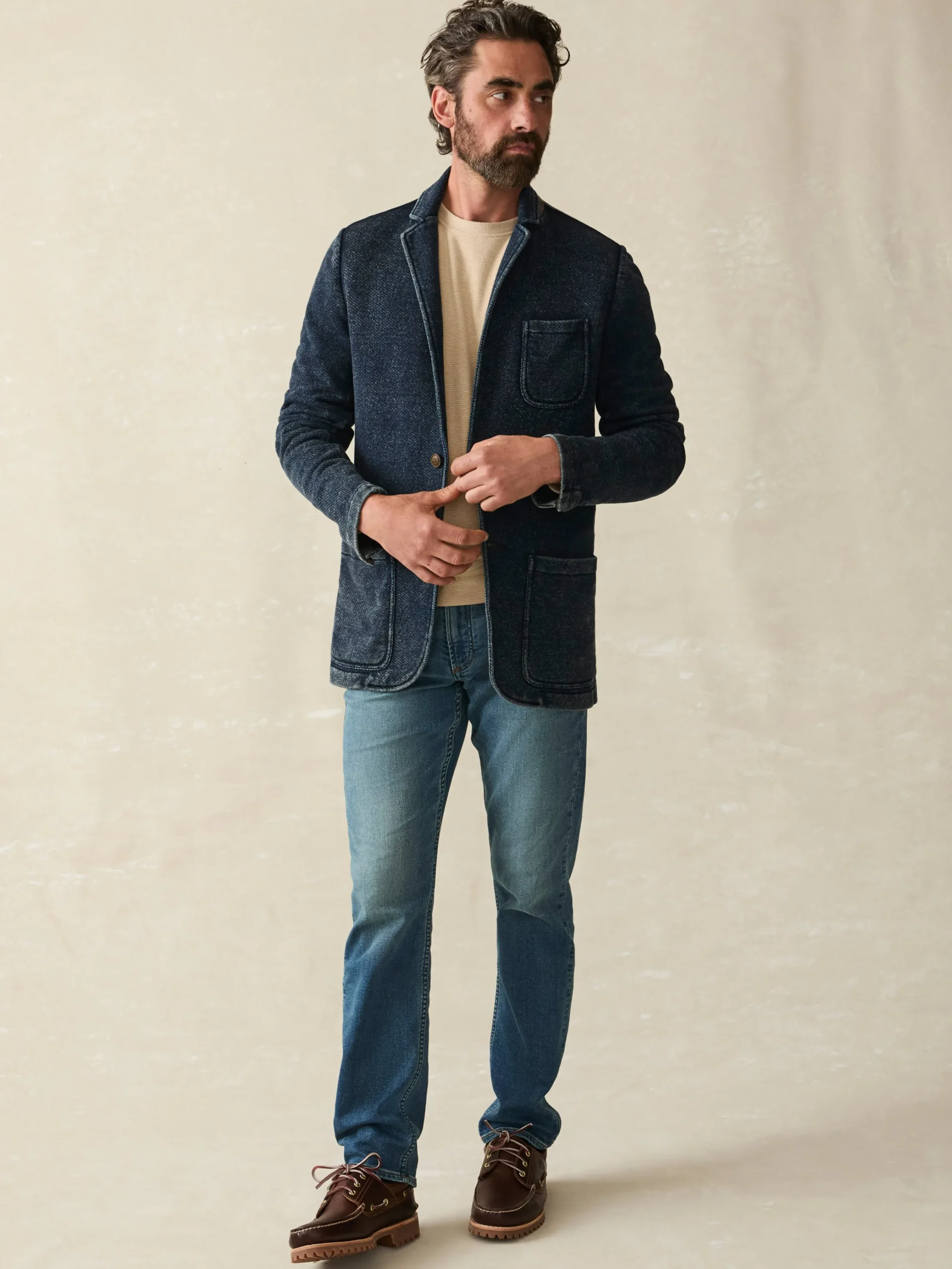Blazers^Faherty Brand Inlet Knit Blazer - Hendricks Indigo Wash