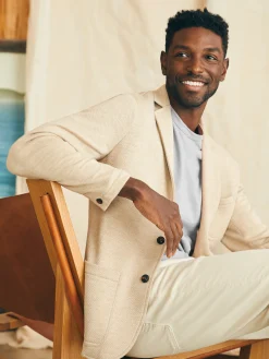 Blazers^Faherty Brand Inlet Knit Blazer - Khaki Fields Melange