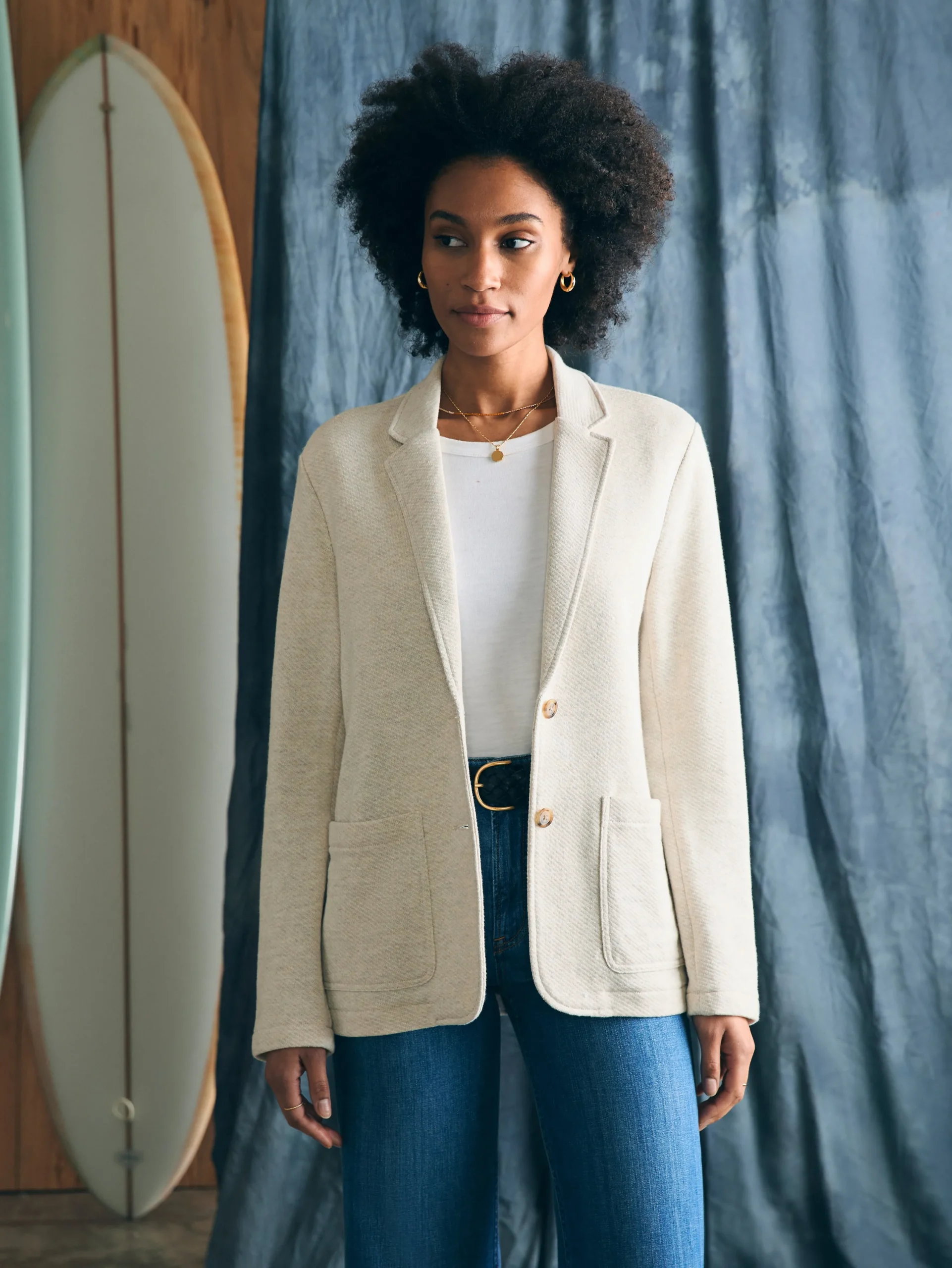 Blazers & Outerwear^Faherty Brand Inlet Knit Blazer - Light Oatmeal Melange