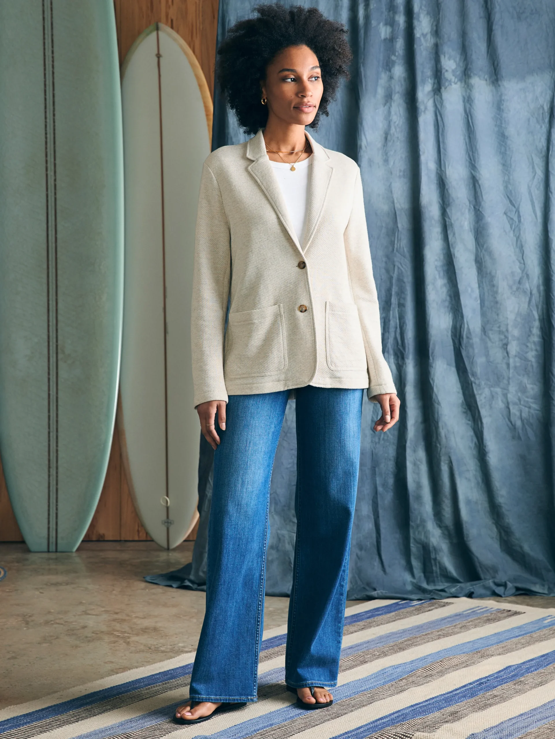 Blazers & Outerwear^Faherty Brand Inlet Knit Blazer - Light Oatmeal Melange