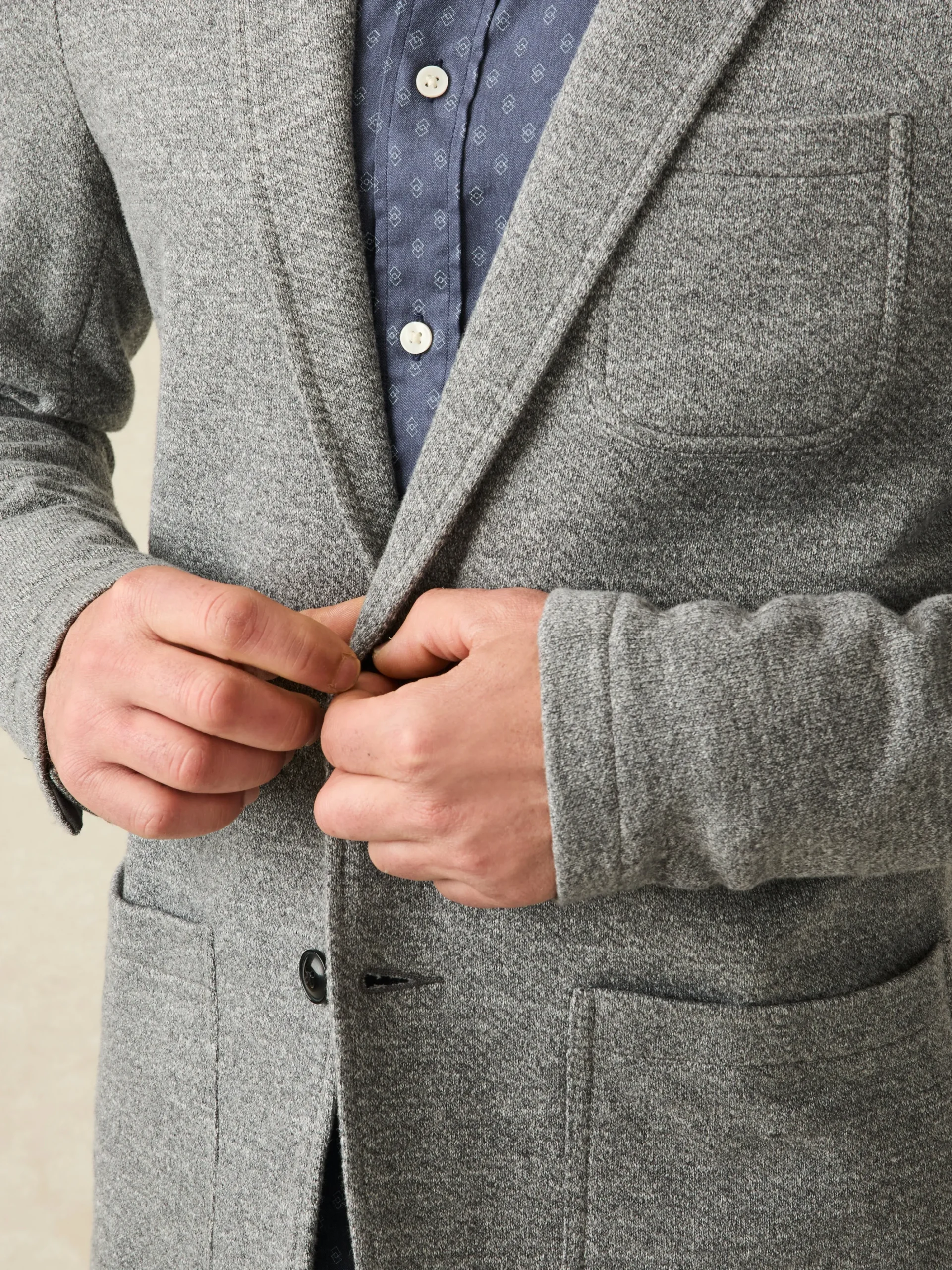Blazers^Faherty Brand Inlet Knit Blazer - Medium Grey Melange