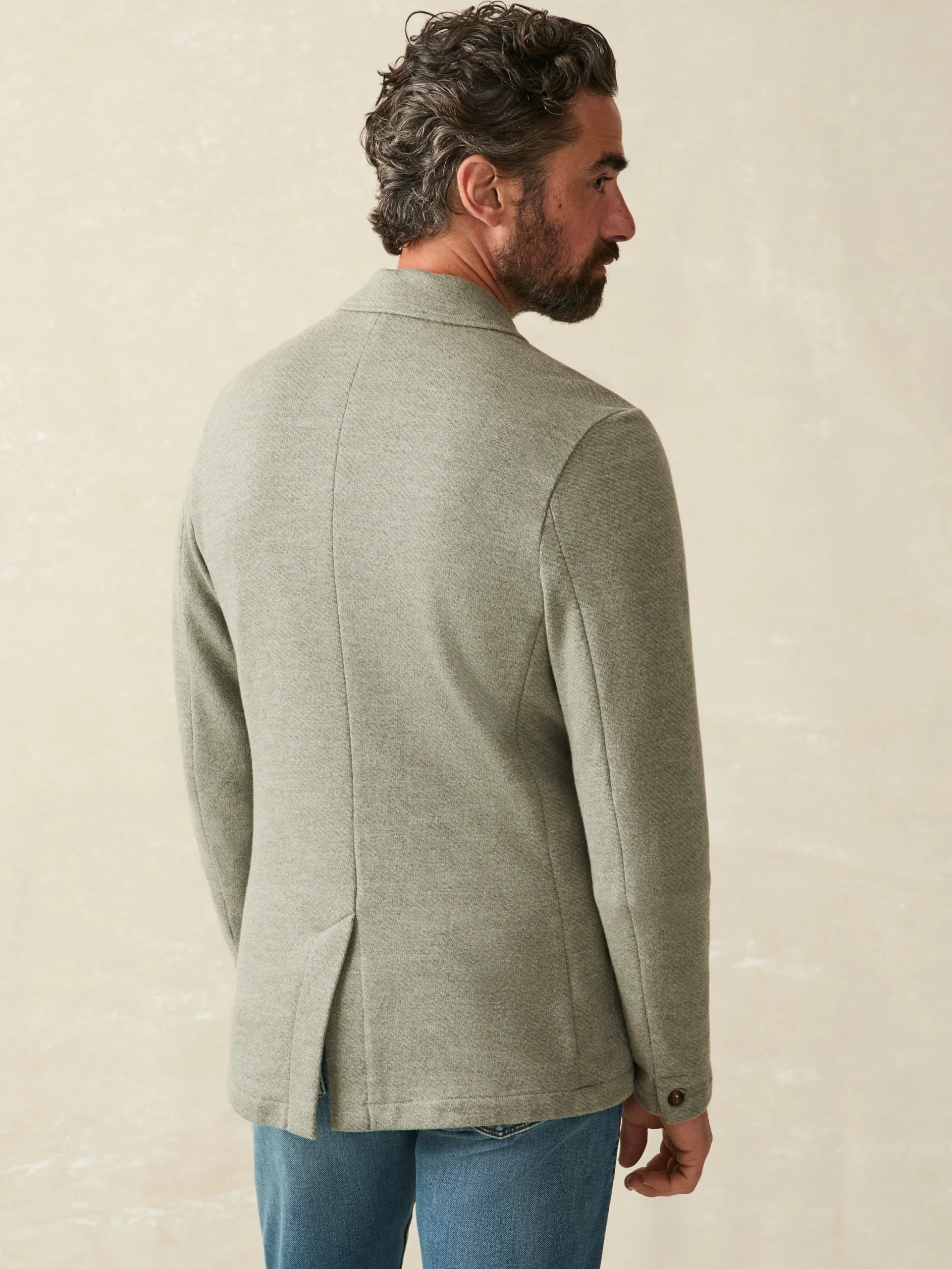 Blazers^Faherty Brand Inlet Knit Blazer - Olive Brush Melange