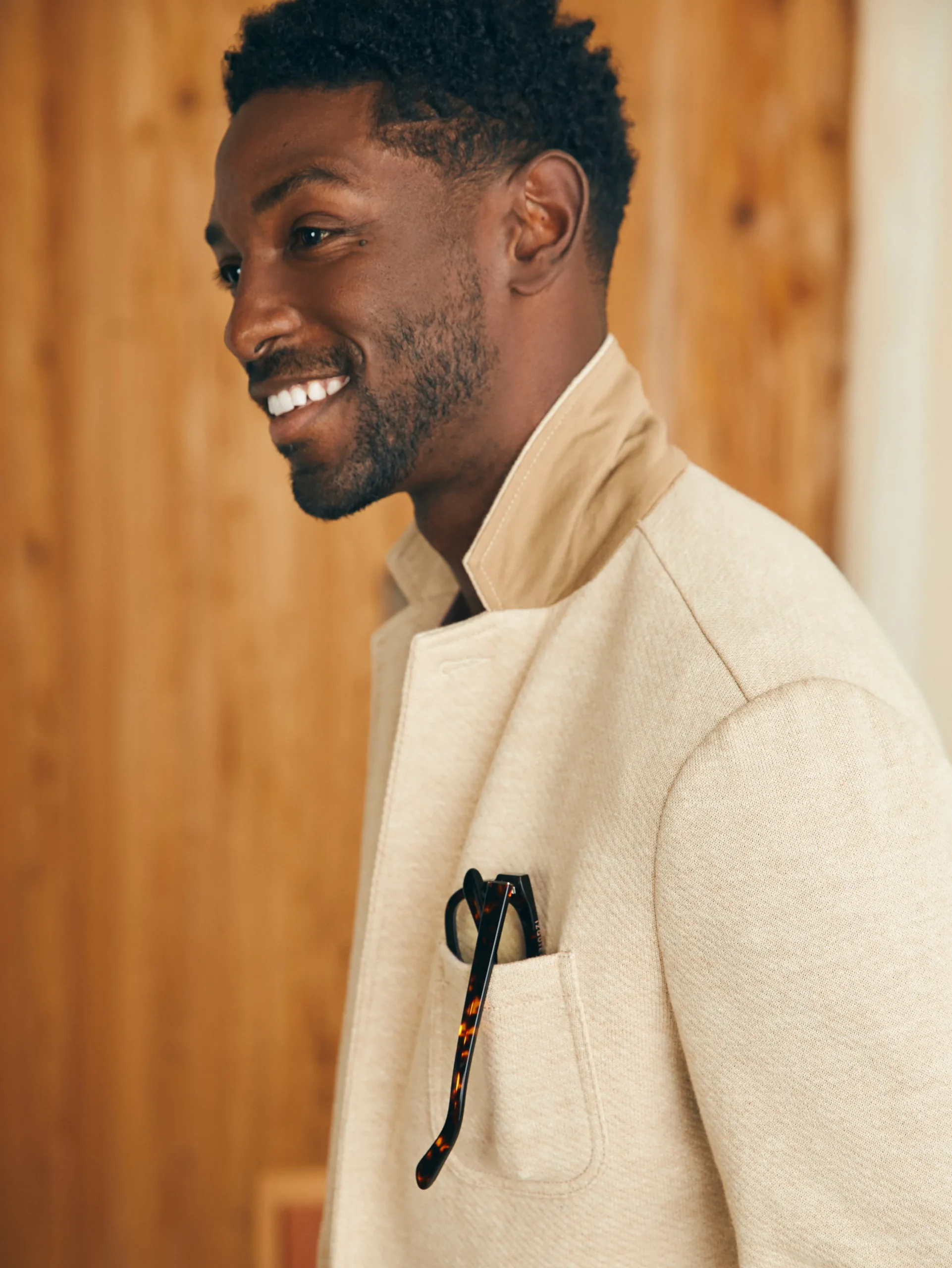 Blazers^Faherty Brand Inlet Knit Blazer (Short) - Khaki Fields Melange