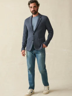 Blazers^Faherty Brand Inlet Knit Blazer (Short) - Deep Navy Melange