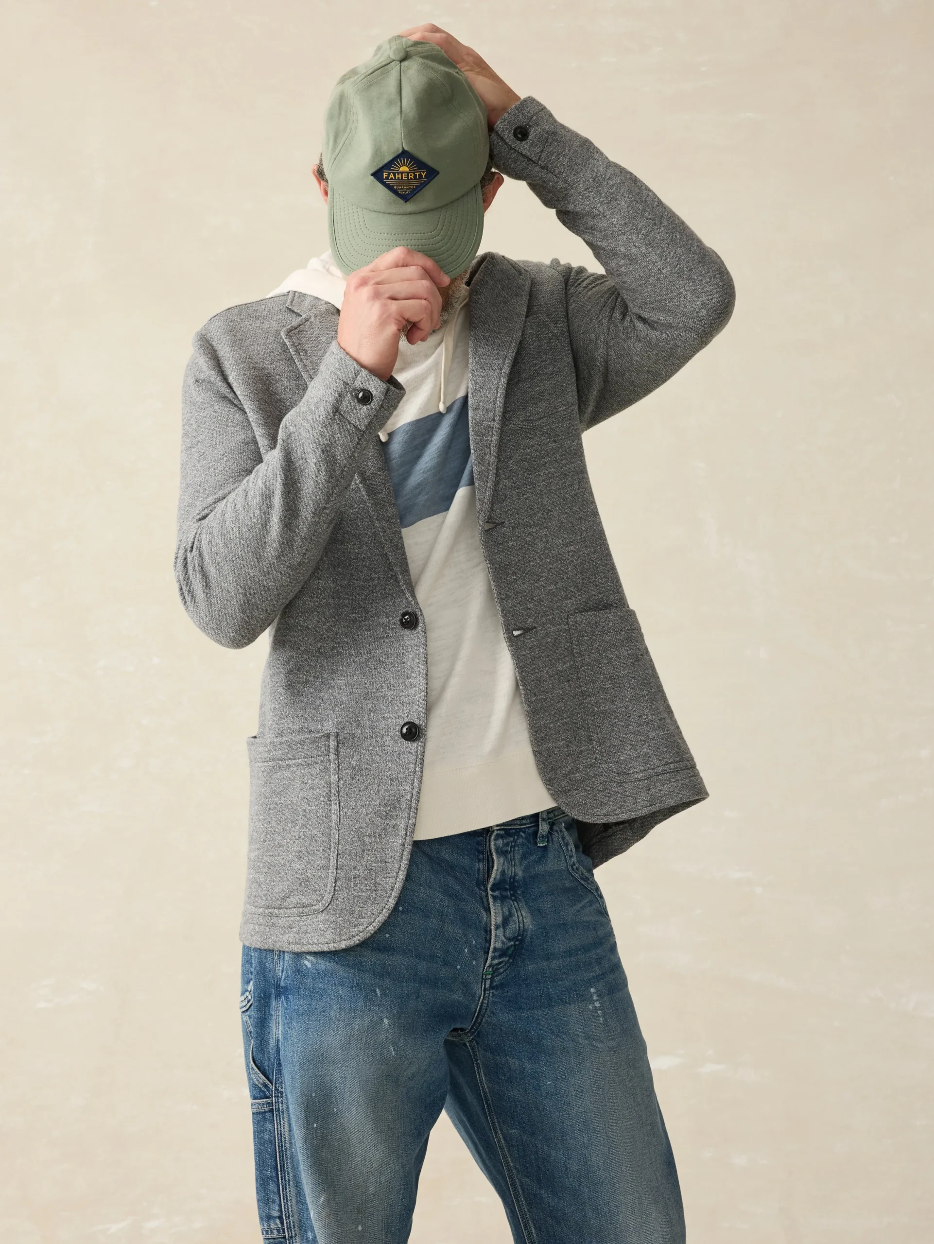 Blazers^Faherty Brand Inlet Knit Blazer (Short) - Heather Grey