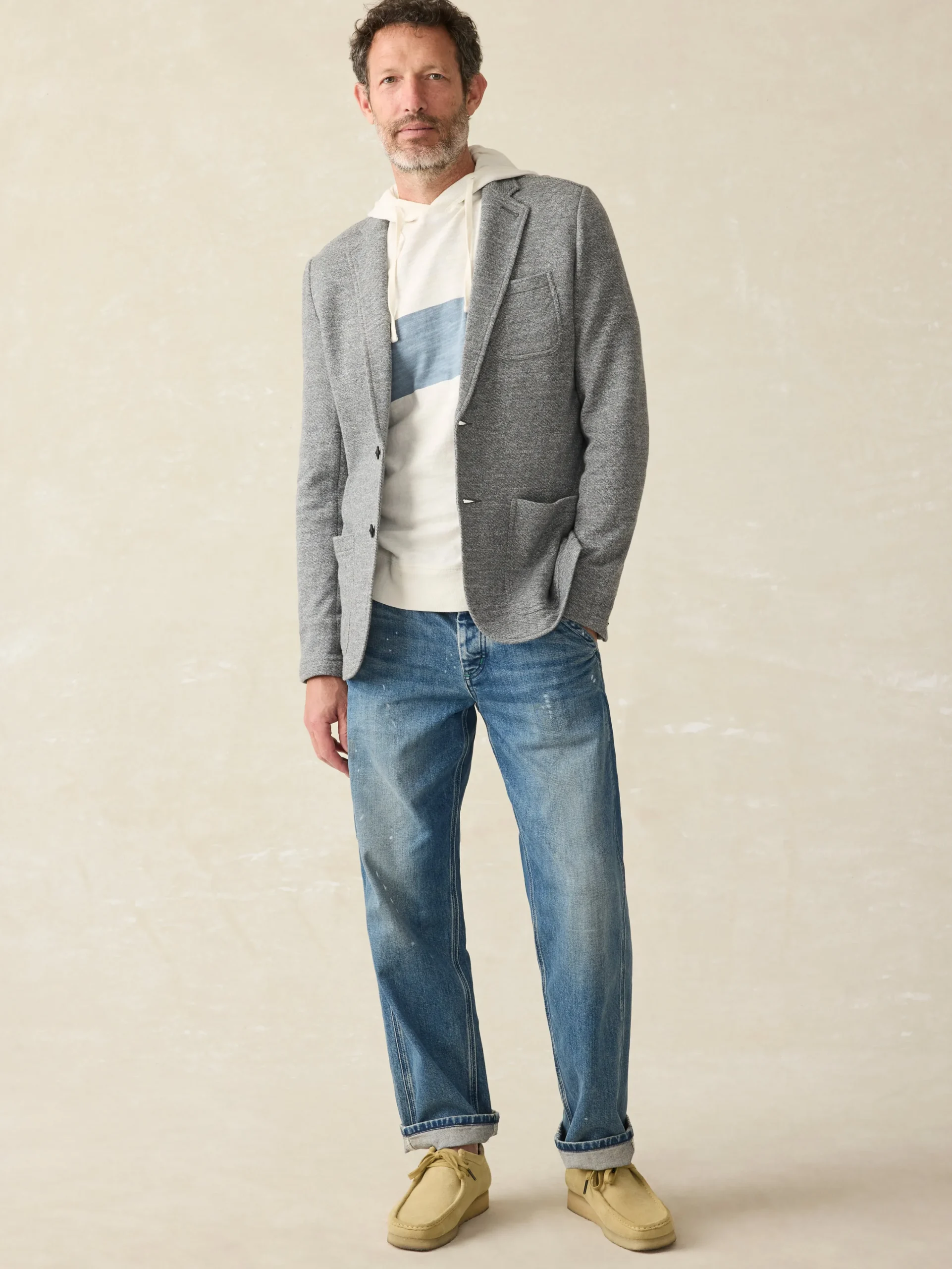 Blazers^Faherty Brand Inlet Knit Blazer (Short) - Heather Grey